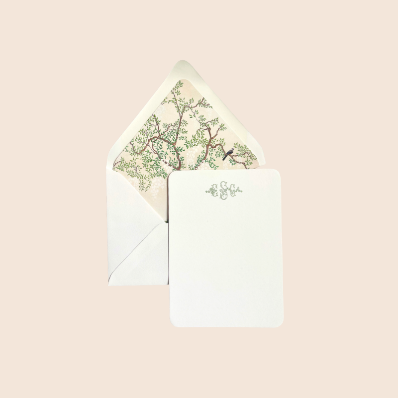 Watercolor Chinoiserie Lined Women's Stationery