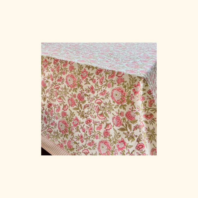 Beatrice Tablecloth - Pink And Green