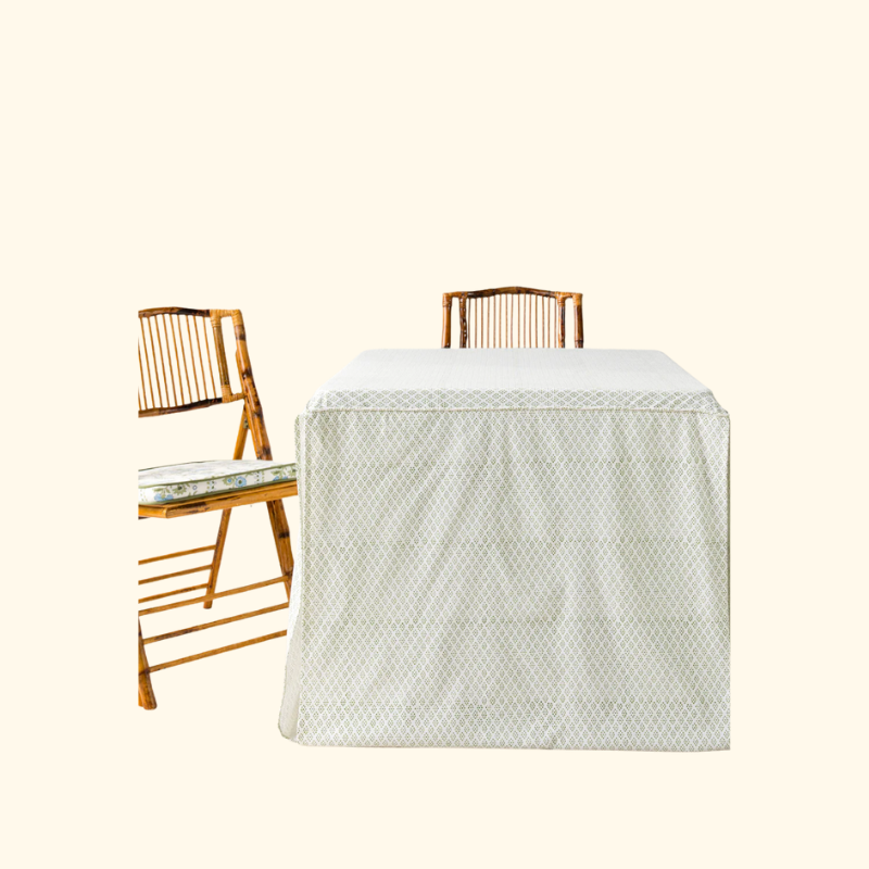 FULL LENGTH CARD TABLECLOTH: DOTTIE IN GREEN