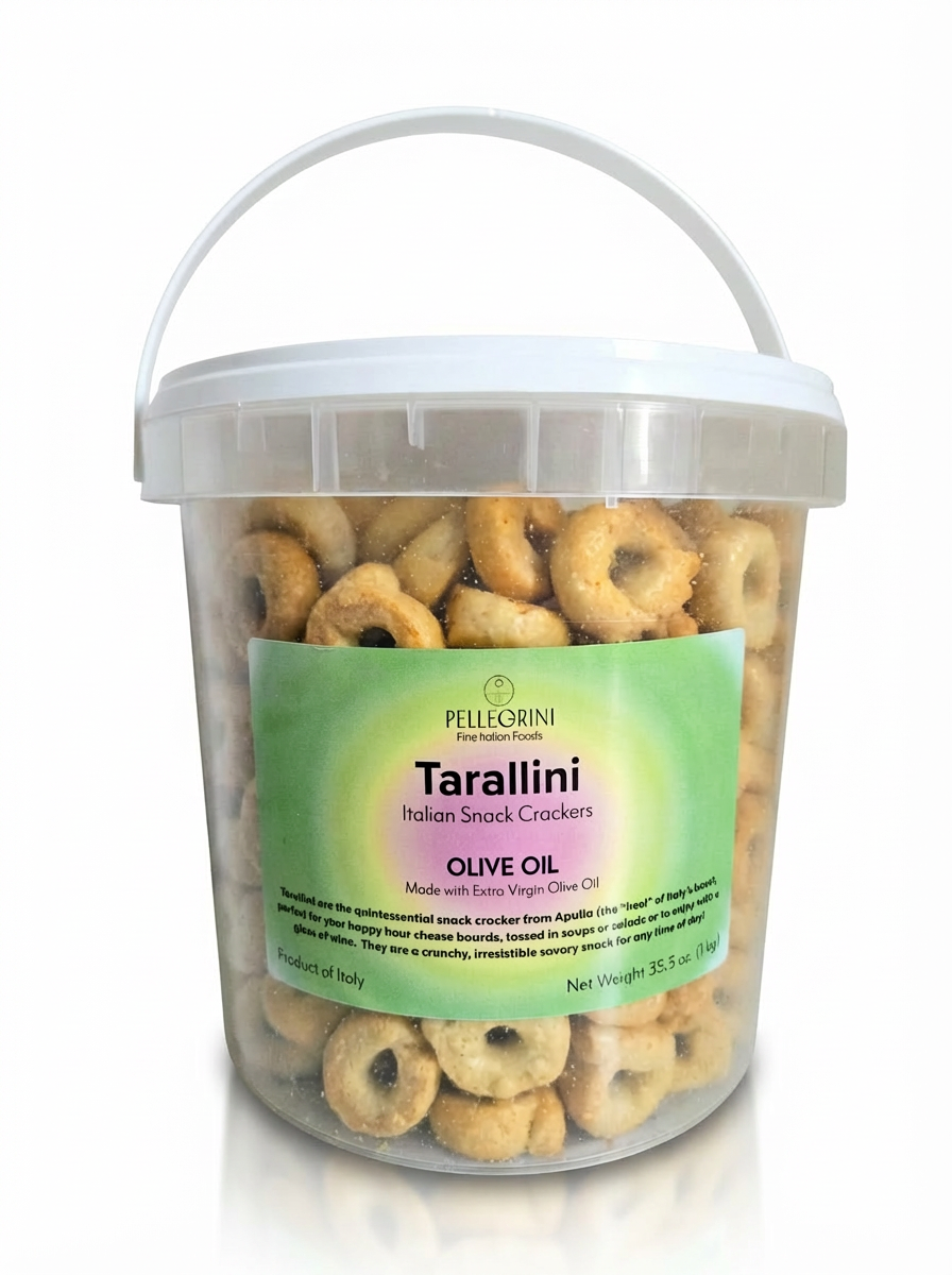 Olive Oil Tarallini Crackers - Family-Size Freshness-Saving Resealable Bucket