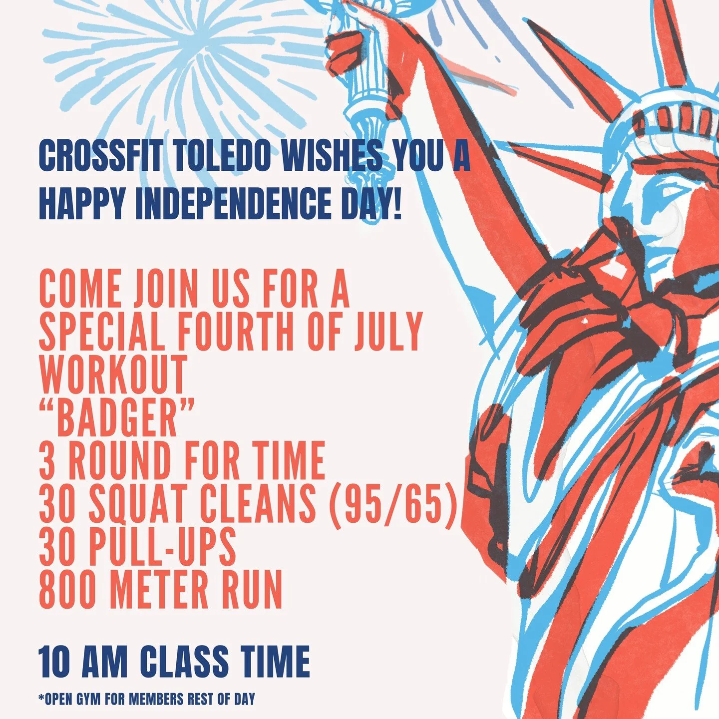 We hope you have us penciled into your 4th of July plans this Friday! Join us for a 10 am workout and get a good sweat on before grilling and setting off fireworks
#crossfit #crossfitcommunity #toledogyms #toledofitness #fourthofjuly🇺🇸