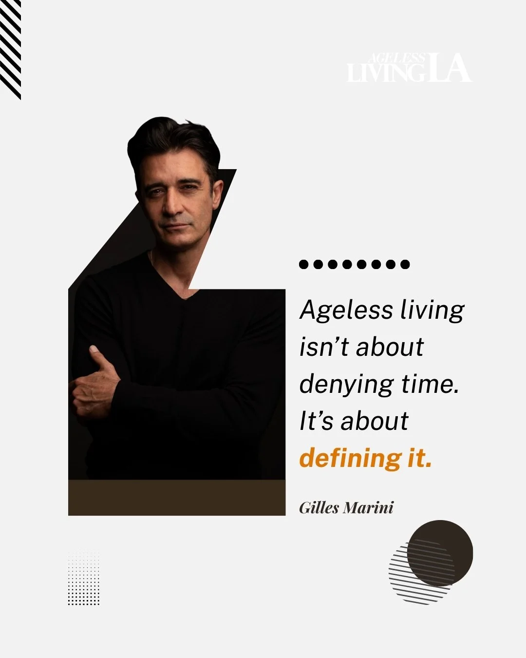 Time is not the enemy.
It is the editor.

Every year refines the edges, sharpens the focus, deepens the presence. Ageless living is not about chasing youth. It is about owning evolution.

Gilles Marini embodies that shift. Strength without noise. Con