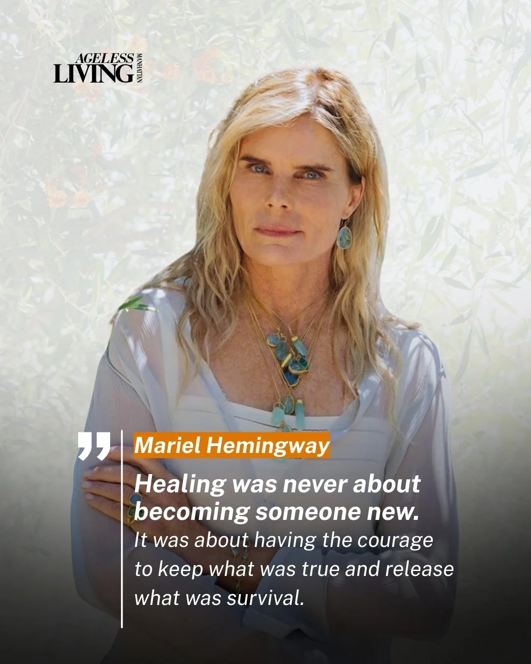 Healing is not reinvention.
It is discernment.

Mariel Hemingway&rsquo;s journey was never about becoming someone else. It was about choosing what to carry forward and what to leave behind.

There is power in that kind of honesty. The kind that says 