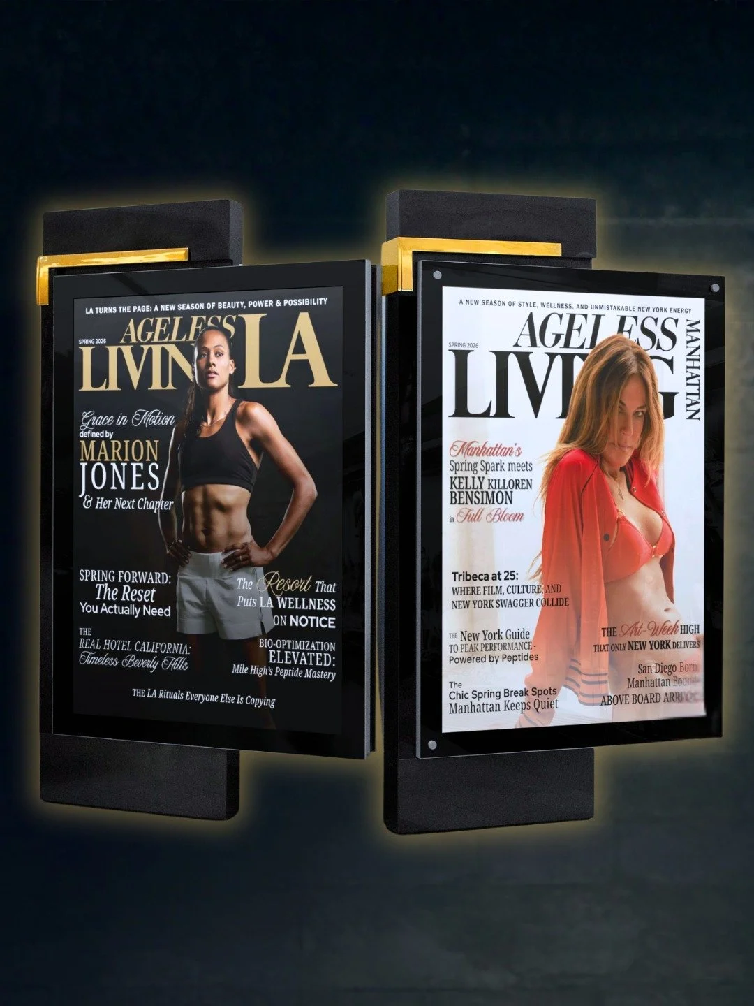 Welcome Spring!

This season, Ageless Living Magazine brings two distinct portraits of reinvention across its coasts.

In Manhattan, Kelly Killoren Bensimon reflects a city that rewards clarity over spectacle. Her story traces the discipline behind b