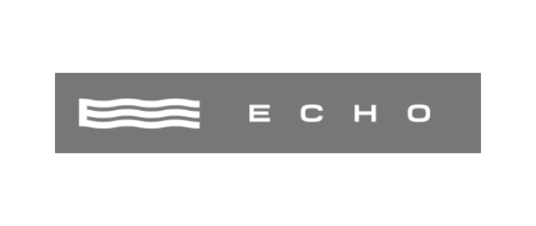 Logo with wavy lines and the word ECHO in capital letters.