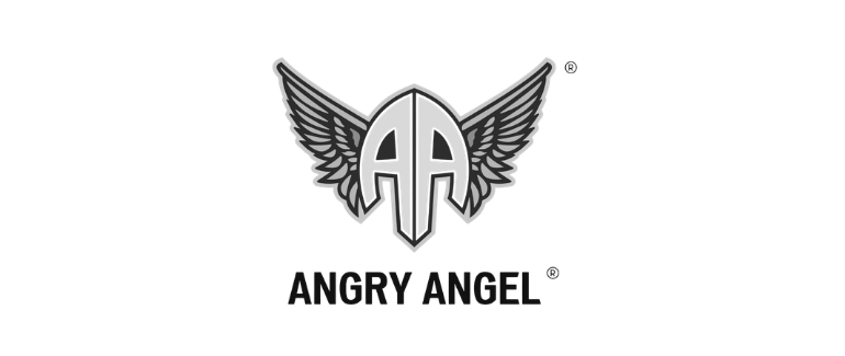 Logo of Angry Angel featuring a stylized angel with wings and the letter 'A' in the center.