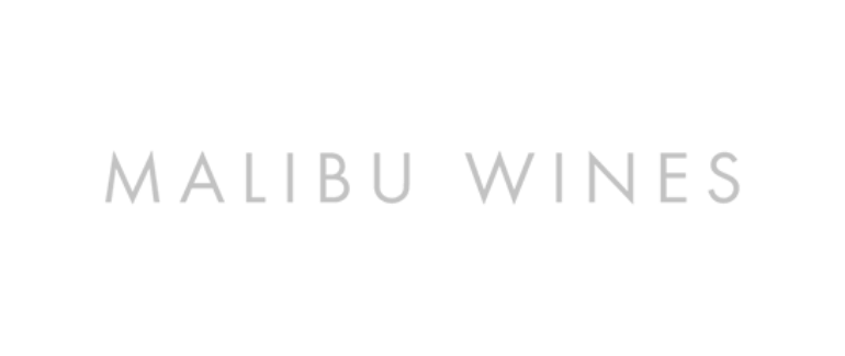 Malibu Wines logo in gray text on black background.