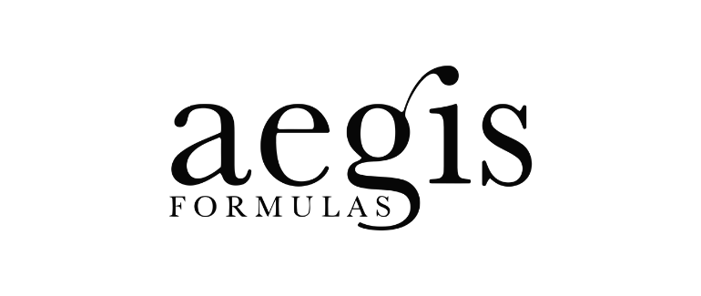 Black background with the white text 'aegis formulas' centered.