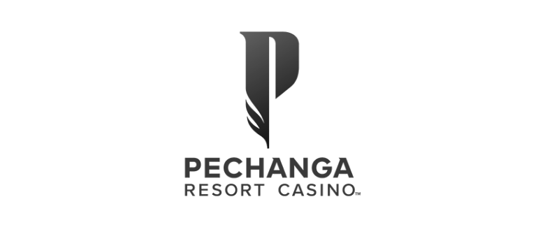 Logo for Pechanga Resort Casino with a stylized 'P' and wing design.