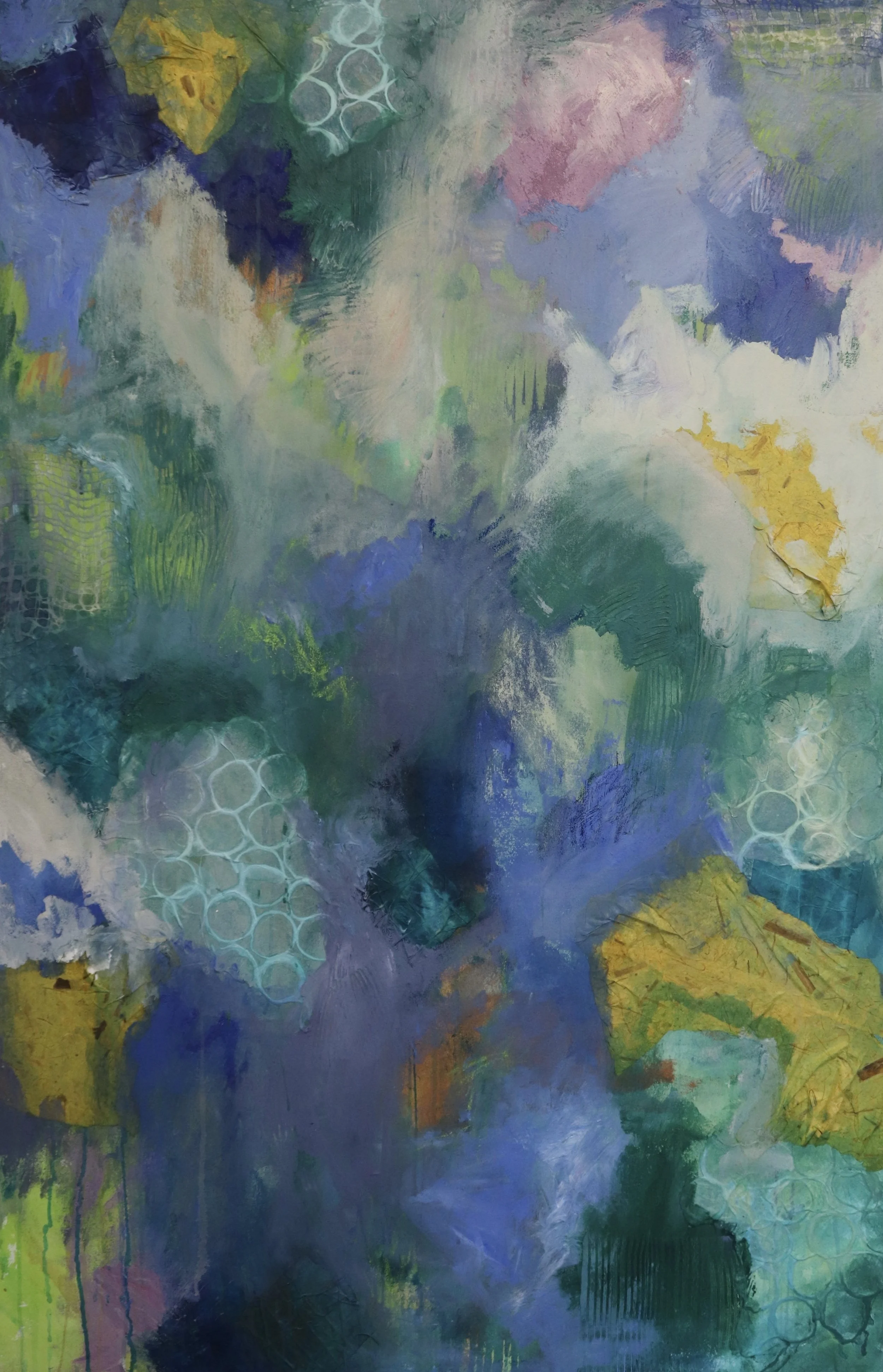 blessed assurance, Jesus is mine, 42x65in, acrylic and mixed media on canvas, 2026