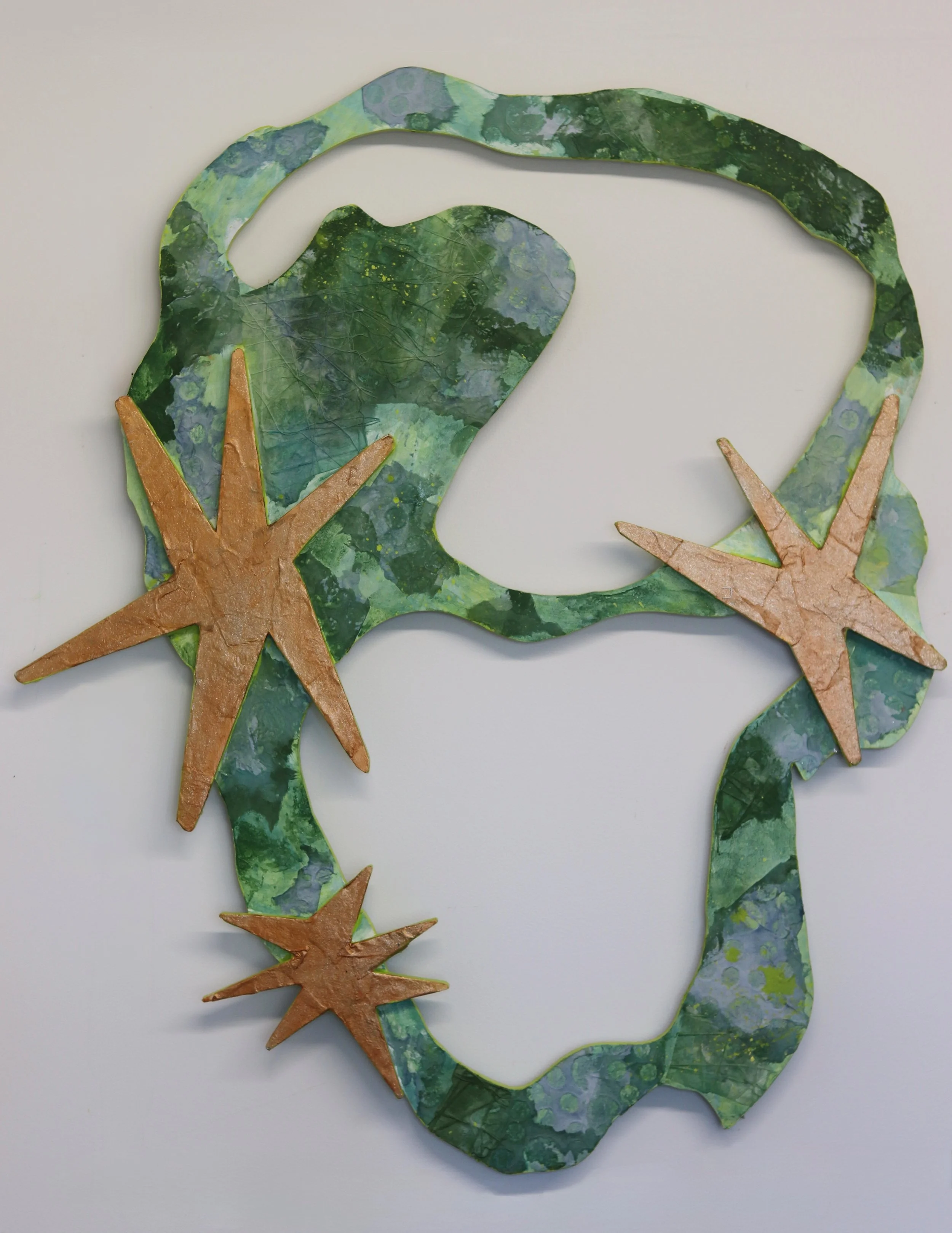 oh my stars 1, 3-4ish ft, sandplywood, mixed media and acrylic, 2026