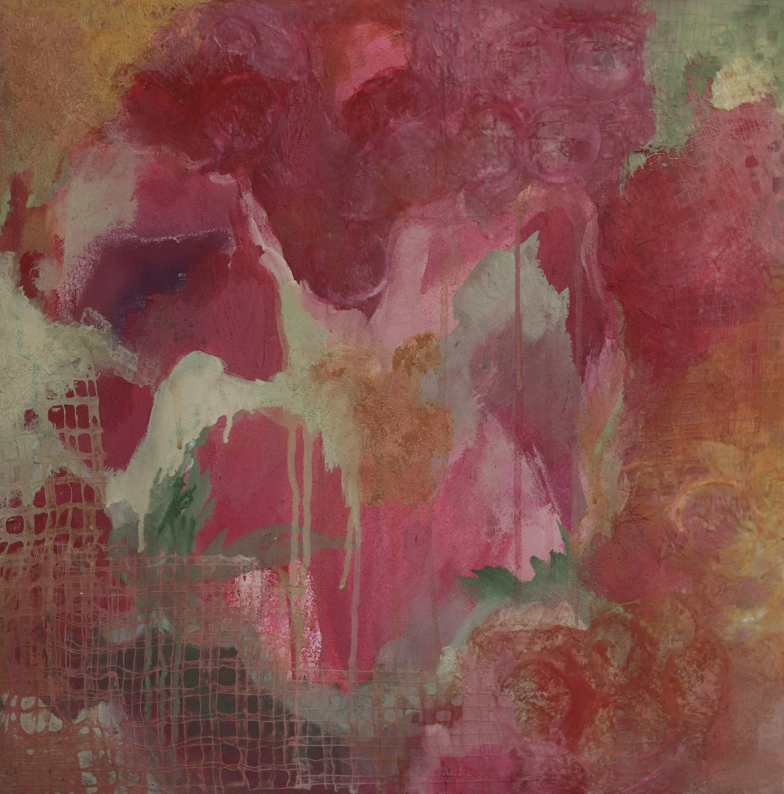 fresh fire, 22x22in, acrylic and mixed media on canvas, 2026
