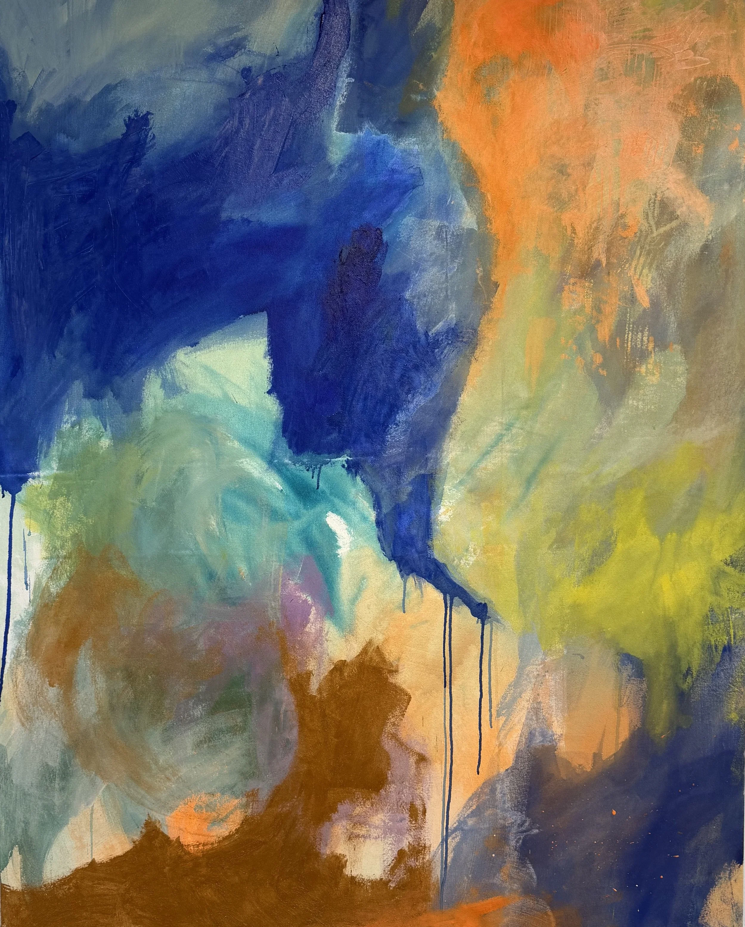 untitled, acrylic and ink on canvas, 48x60, gloss mediums and molding paste 