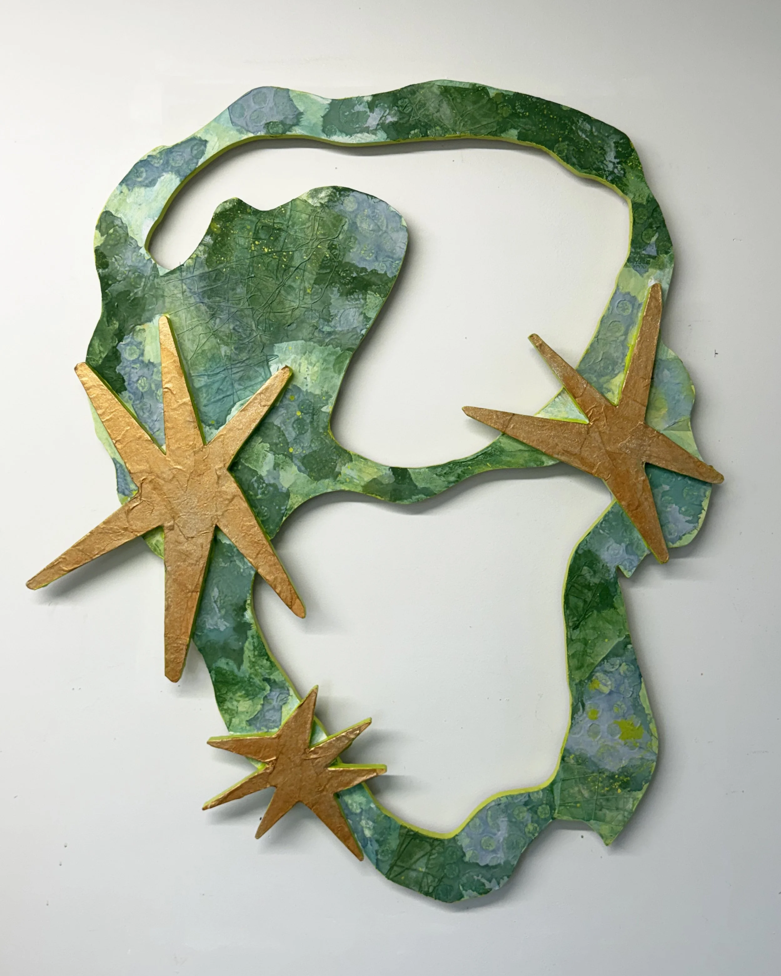 oh my stars 1, 3-4ish ft, sand-plywood, acrylic and mixed media, 2026 