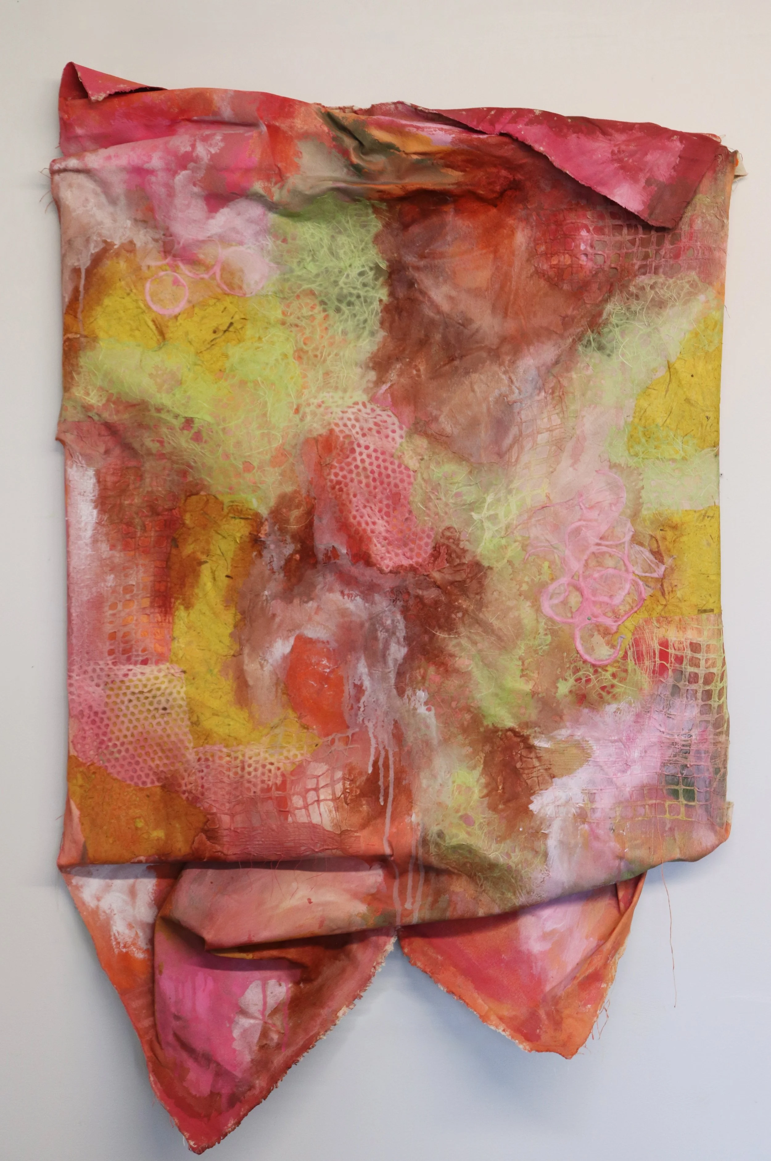 clothed with dignity, acrylic and mixed media on raw canvas, 2026