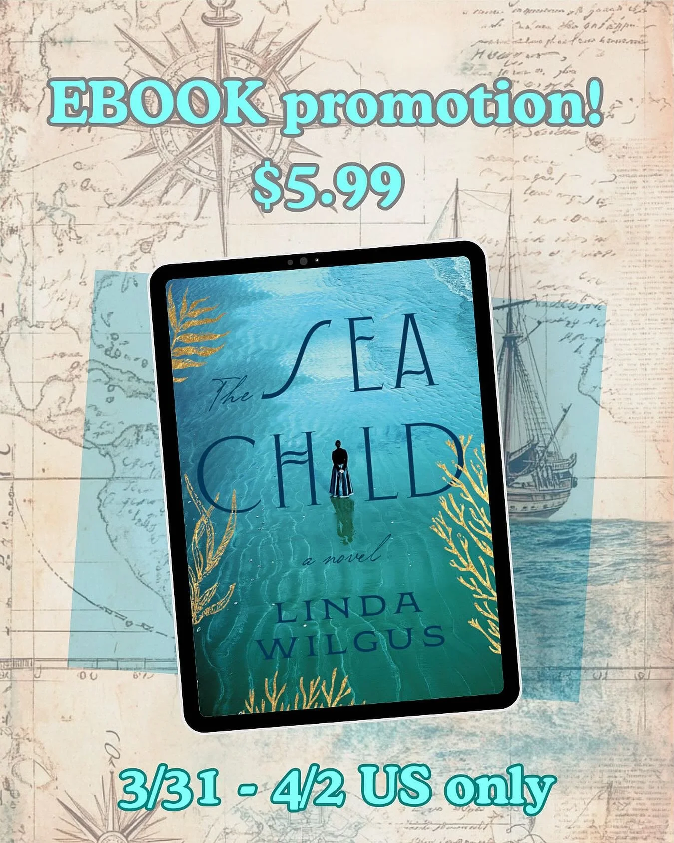I'm excited to share that the eBook edition of THE SEA CHILD is on sale for $5.99 in the US from 31 March until April 2! This is part of a BookBub promotion I'm super excited about (I love BookBub! 🩵). If you have had THE SEA CHILD on your tbr but h