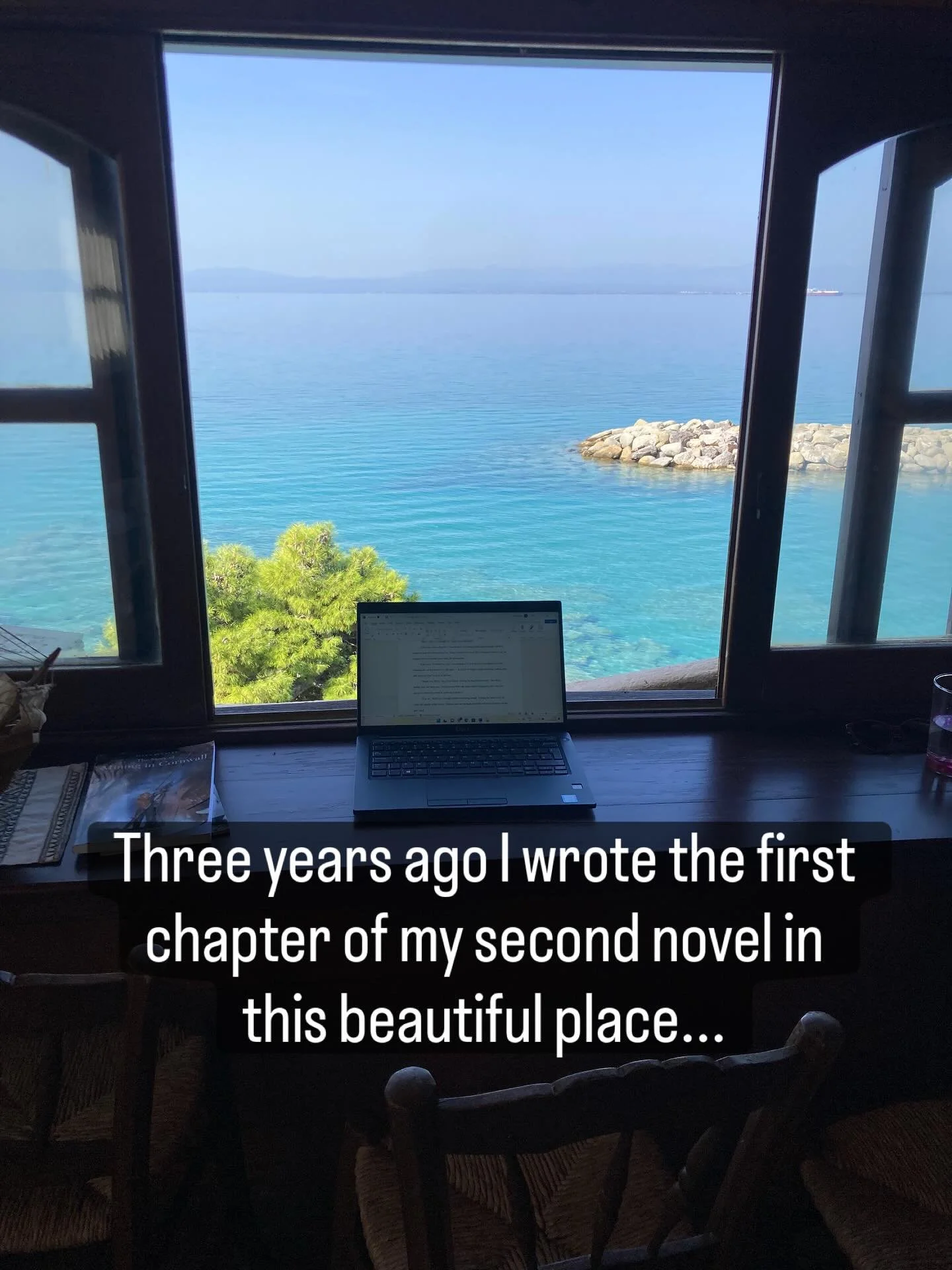 Three years ago I sat down at the desk in the bedroom of the Airbnb we were staying at in Kalamata, Greece and wrote the first chapter of what would become my second historical fiction novel The Myth Keeper. To this day it's the best view I have had 
