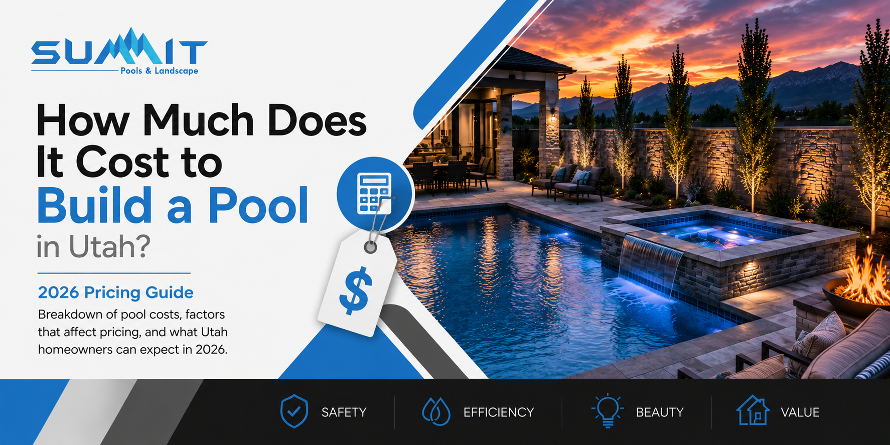 Custom swimming pool with an integrated spa in a Utah backyard for a 2026 pool pricing guide