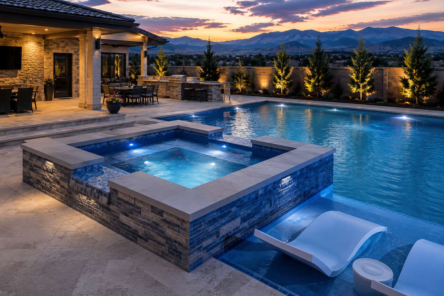 a Pool with an integrated spa Choose a photo where the spa flows naturally into the pool design.