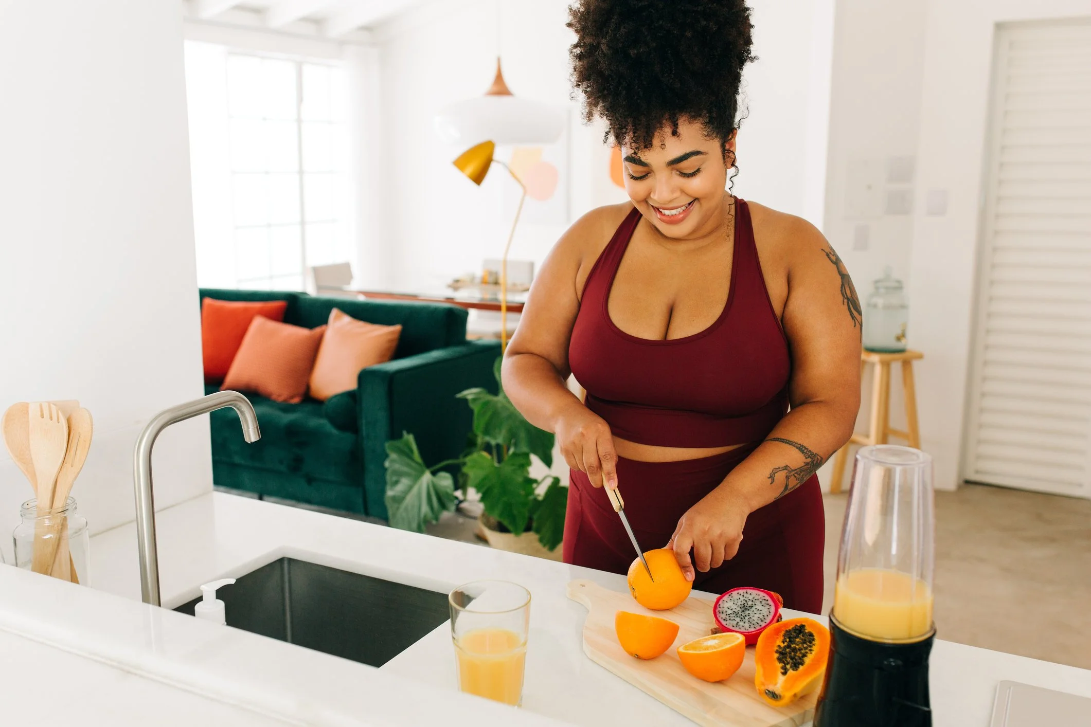 Woman healing herself with healthy food