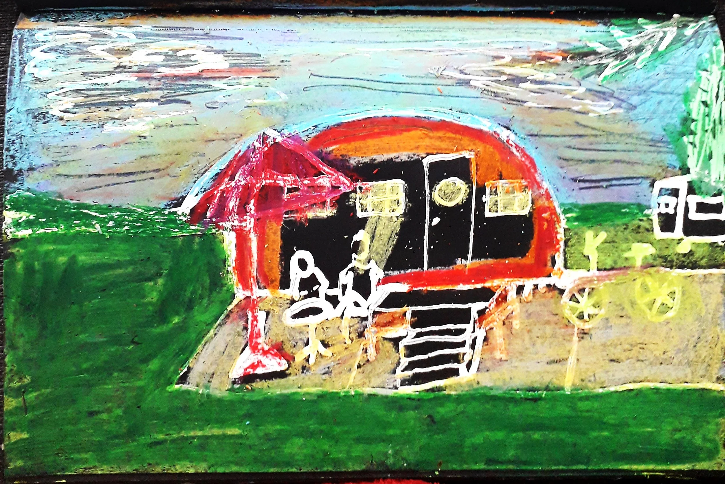 Summer Colours - oil pastel on black paper, 2022