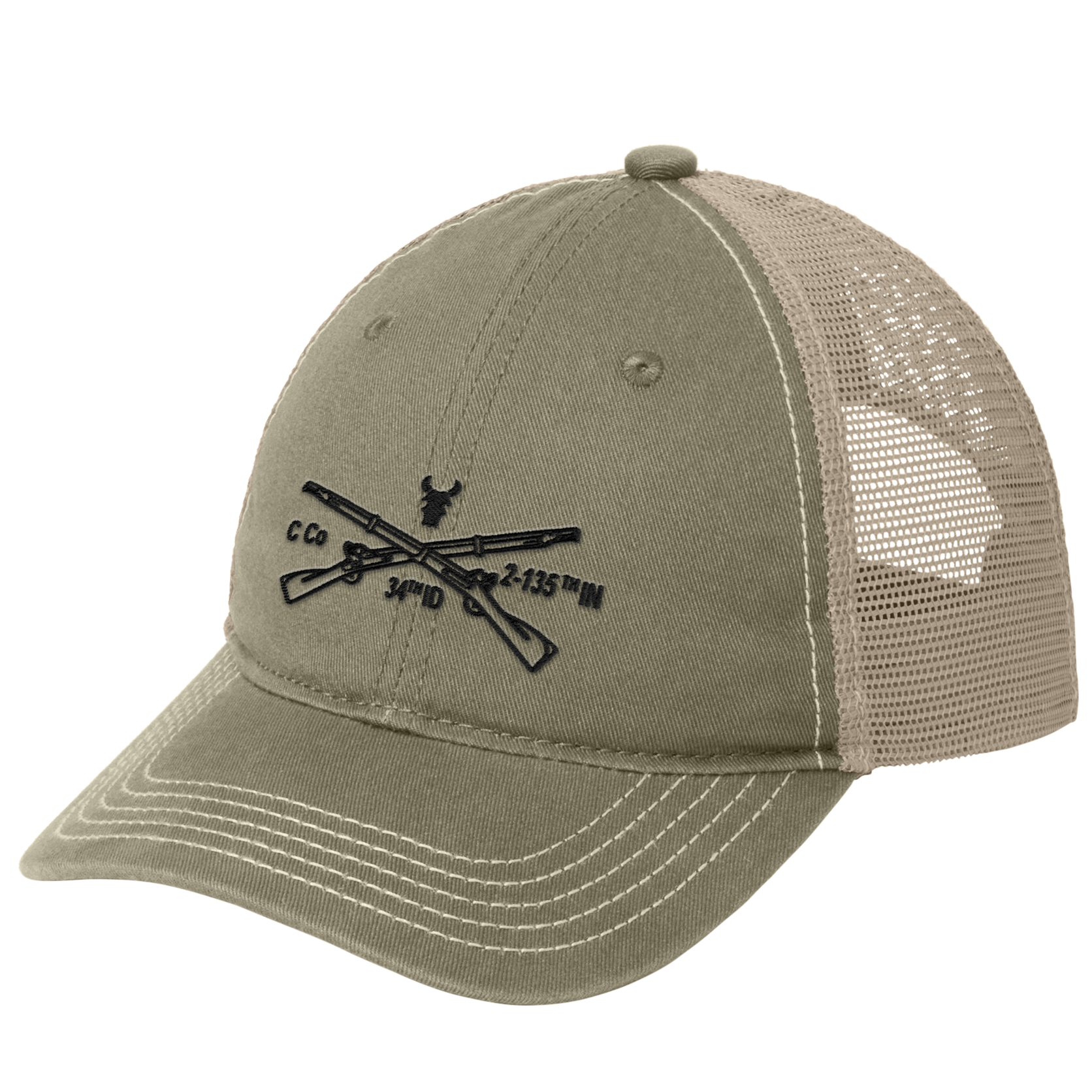 C Co Embroidered Crossed Rifle Distressed Hat