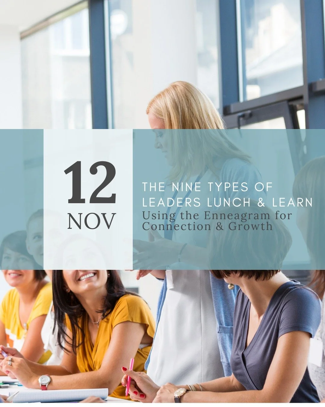 If you eat lunch and are interested in the Enneagram, then this one's for you. 

Mark your calendars and join us (lunch included) for this fun an interactive lunch session on leadership through the lens of the Enneagram. 

📅Wednesday Nov 12th
🕥 11: