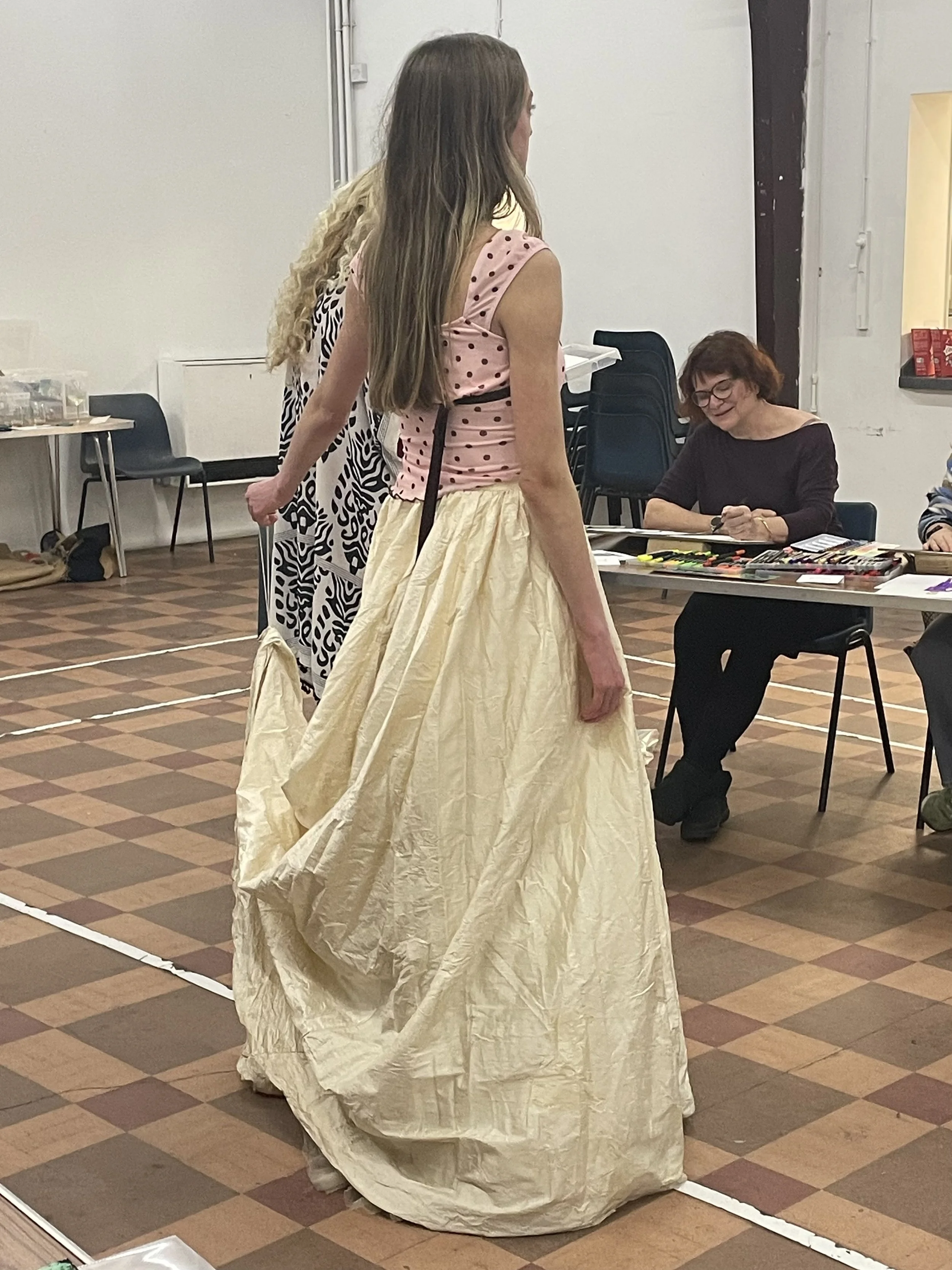 Rear view of Jasmine in bridal skirt.JPG