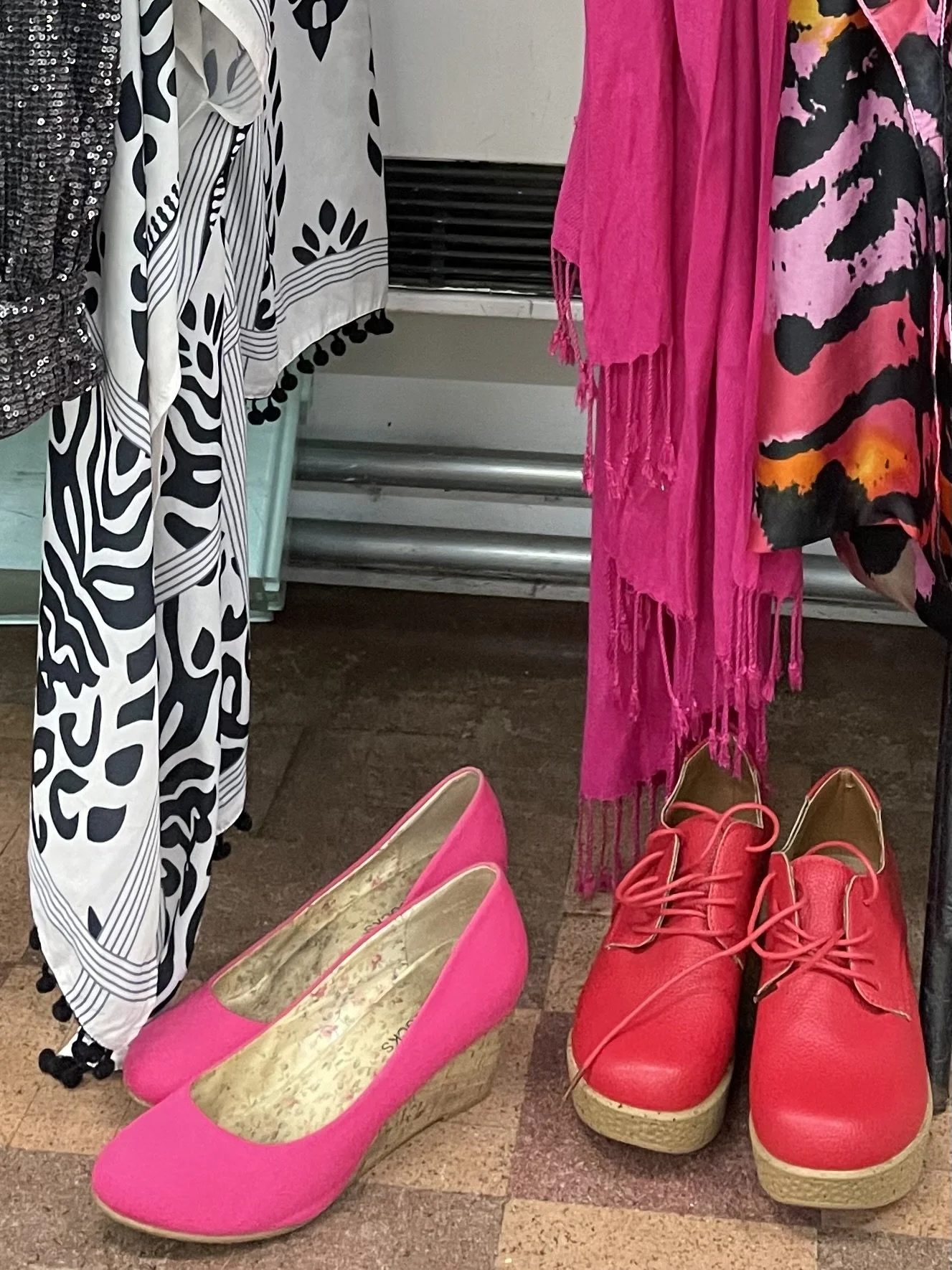 Brightly coloured shoes to wear at Dress Up and Draw.JPG