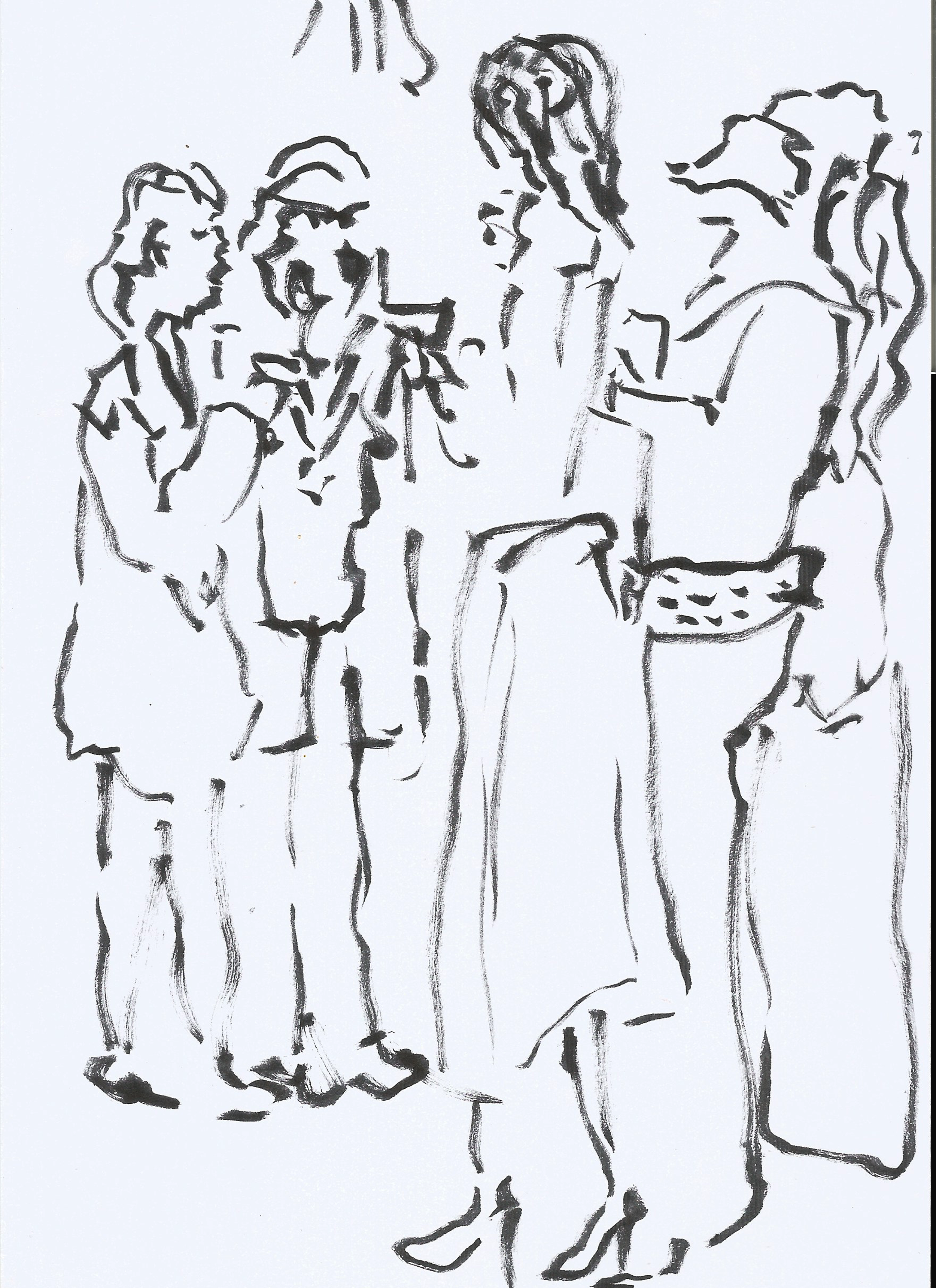 Dial 8 bar customers waiting for Karina Bond Vivarium Live Illustration by Zoe Parker Illustration.png