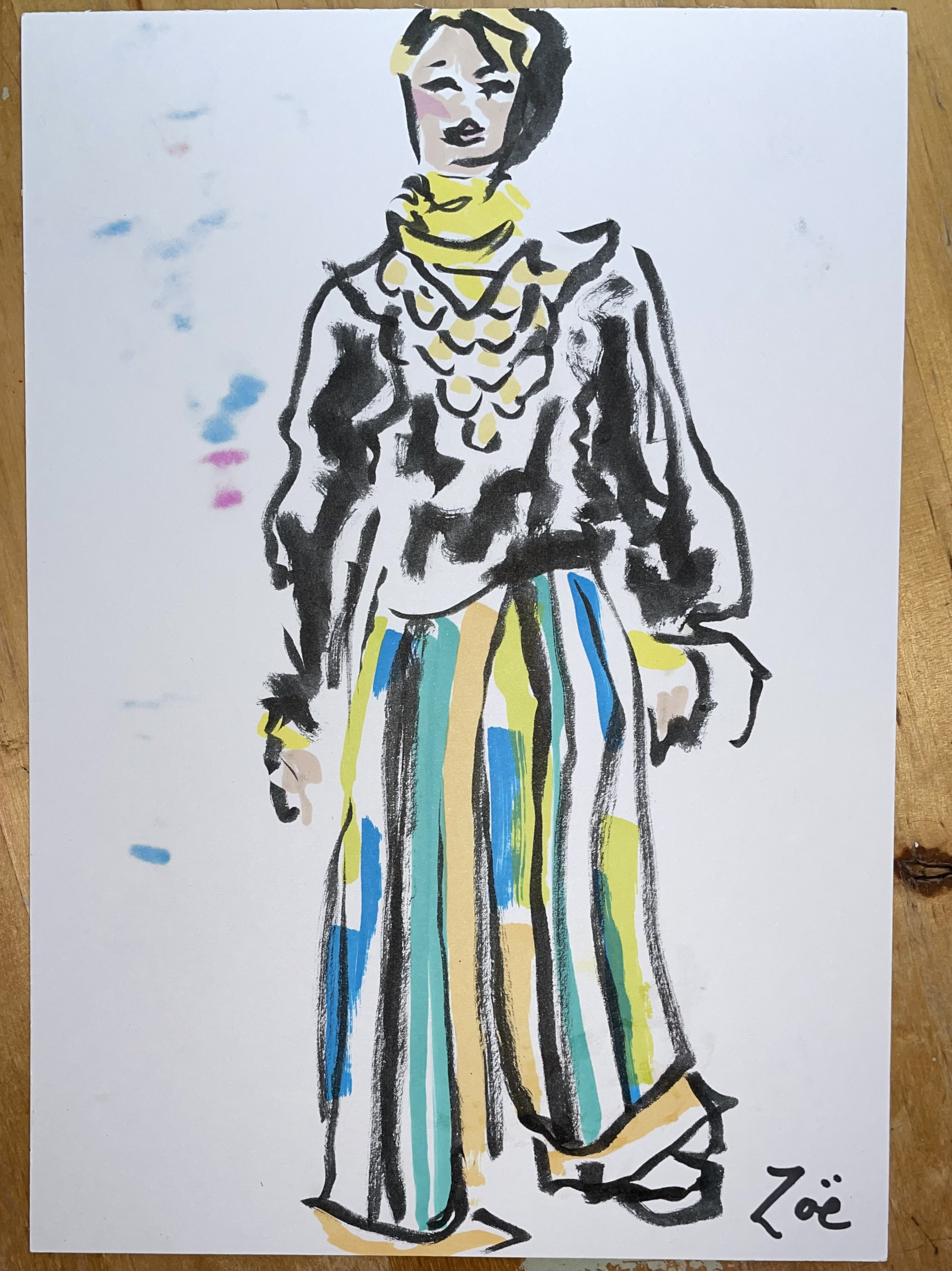 Haus of Wincott show Zoe Parker Illustration Fashion illustration model with stripes.png