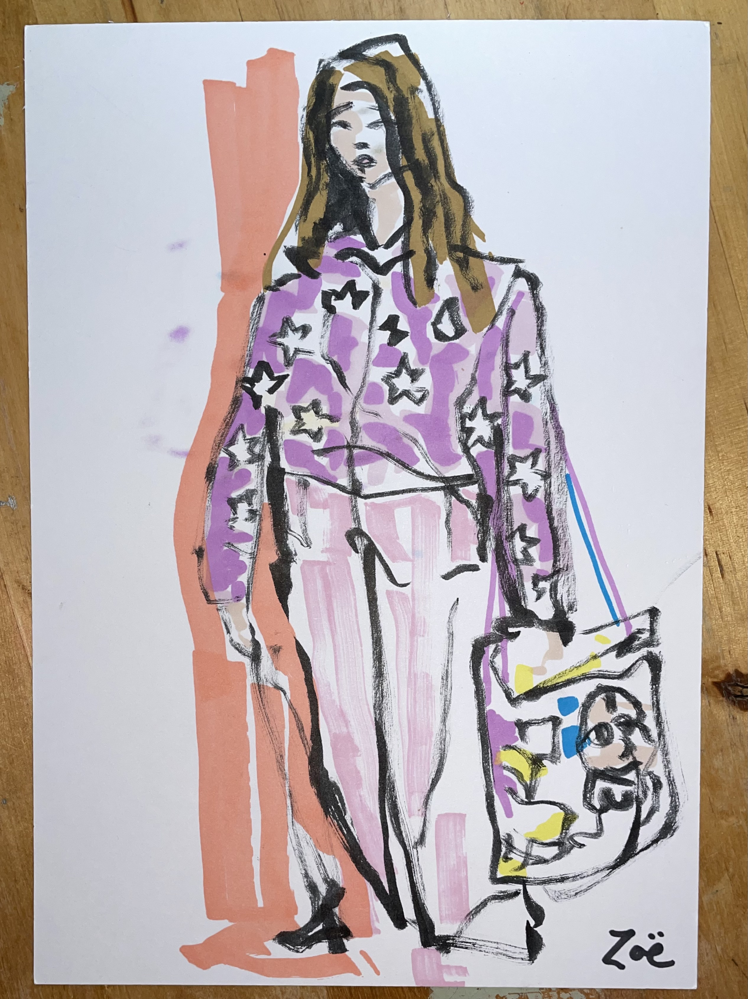Haus of Wincott show Zoe Parker Illustration Fashion illustration model with bag.png