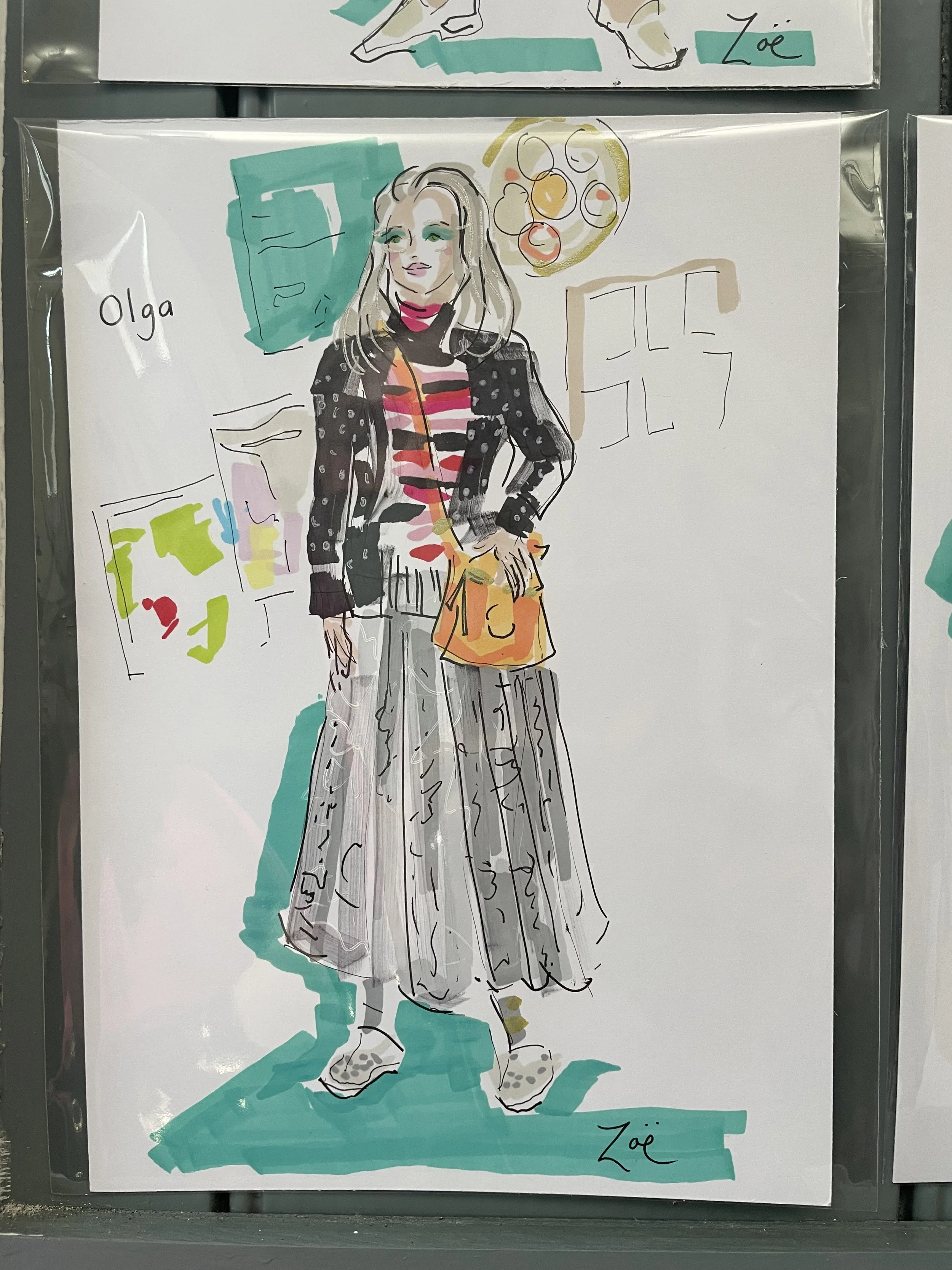 zoe parker illustration of woman in patterned and textured clothes.JPEG