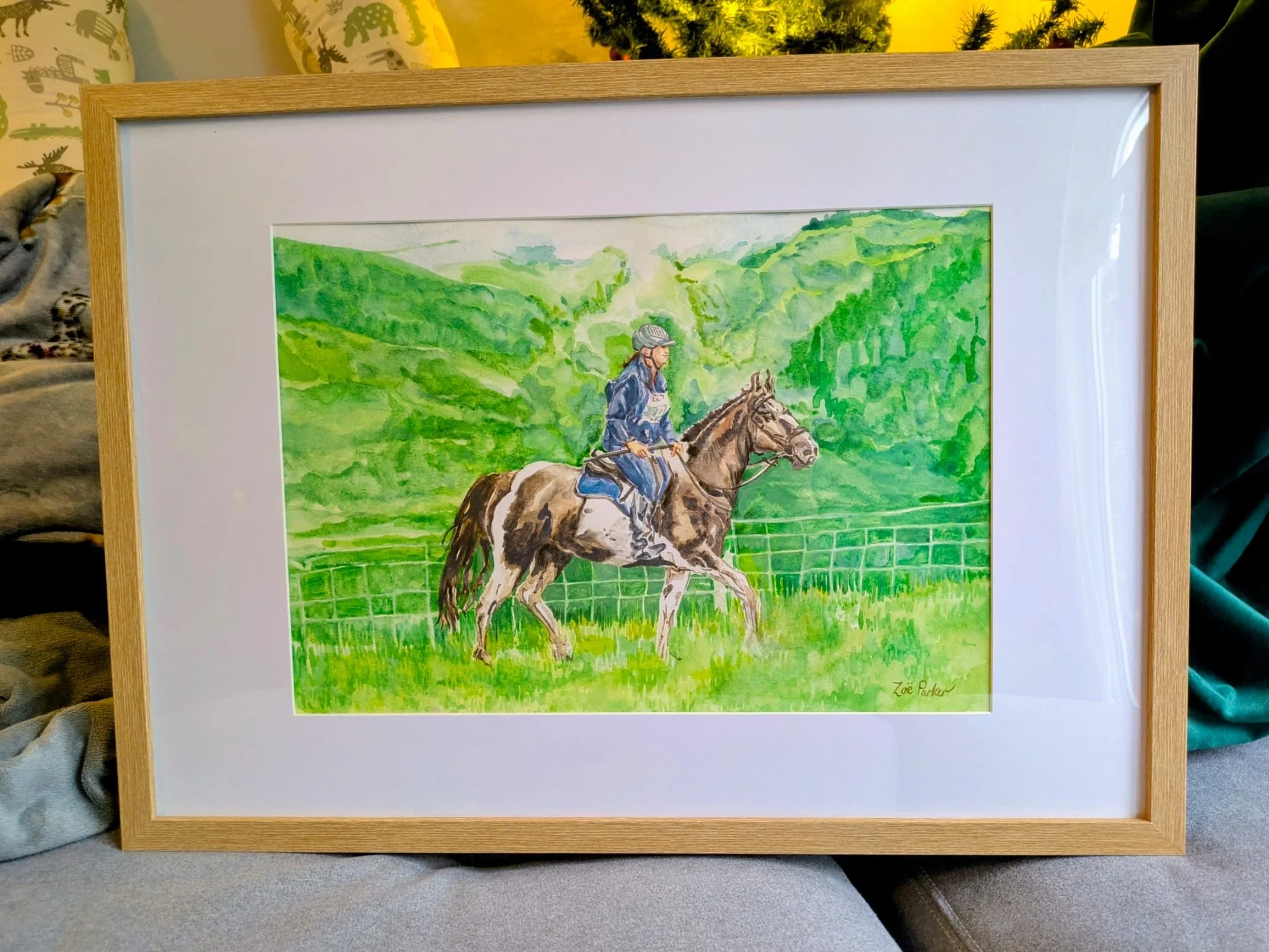 framed-finished-portrait of woman on horse in countryside.JPG