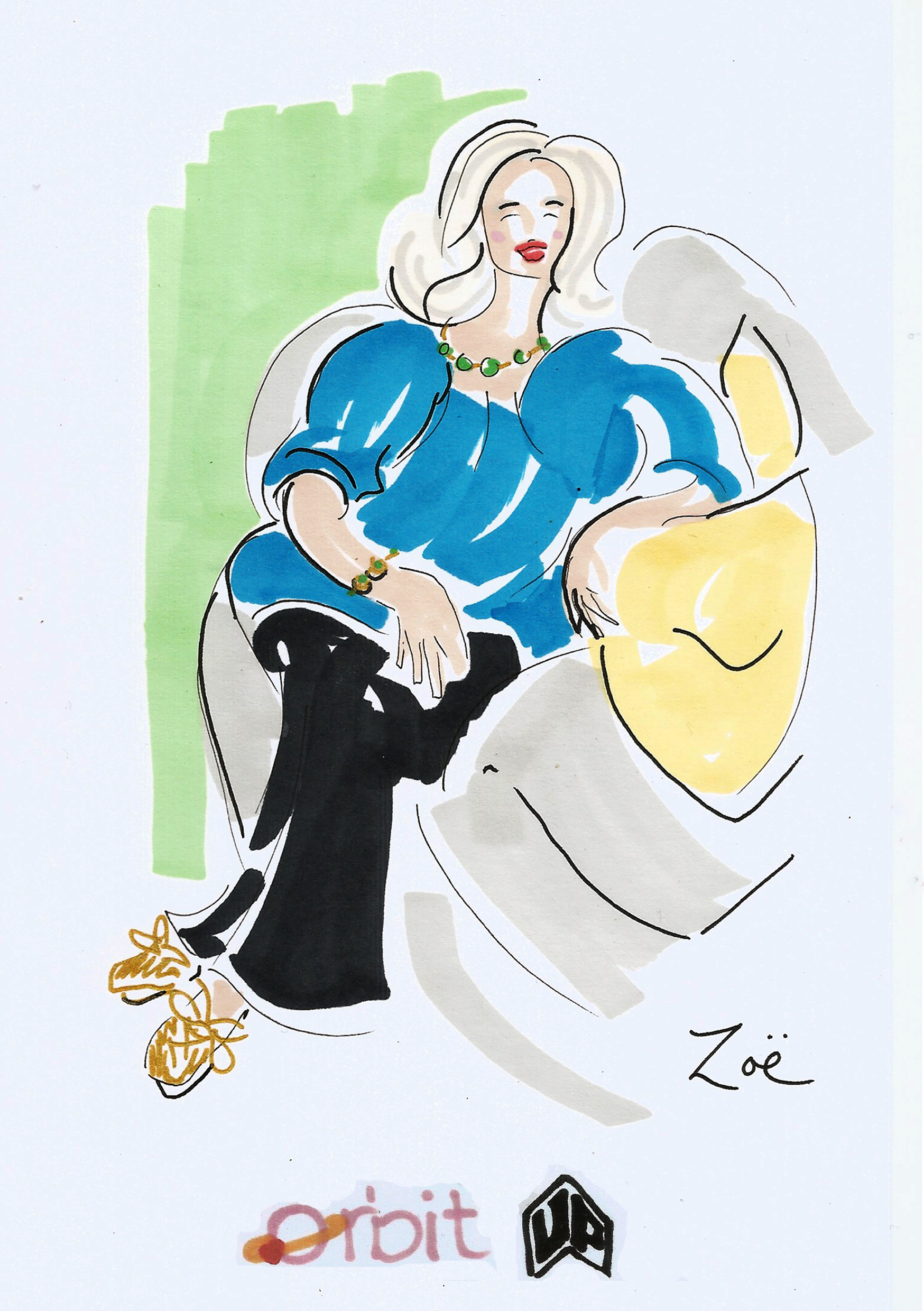 Catherine Live Illustration Zoe Parker Illustration Up Orbit Celebration.png