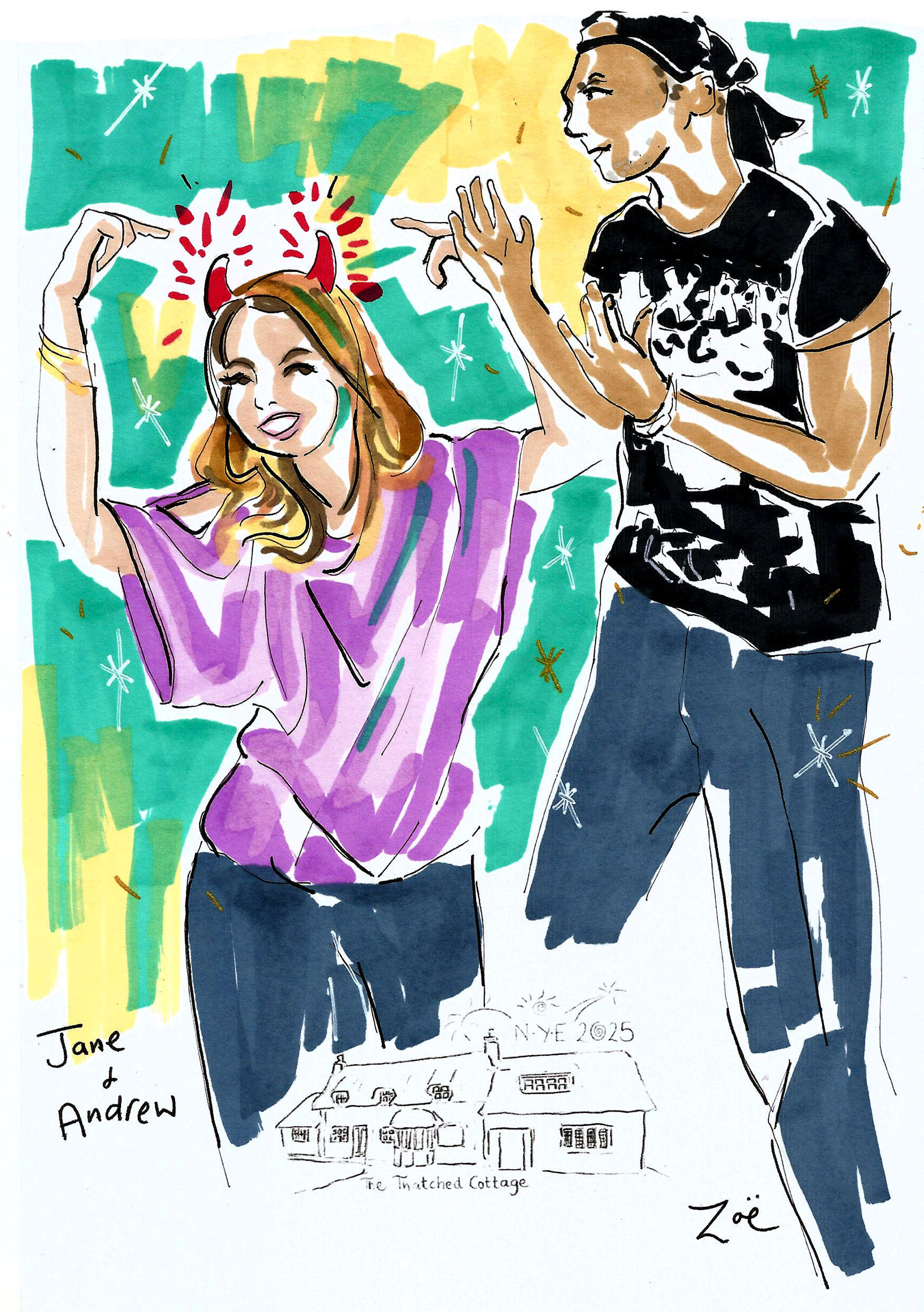 Live guest illustration guests dancing promarker drawing.png