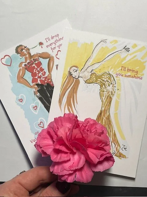 Front of Valentines Day postcards with carnation.jpg