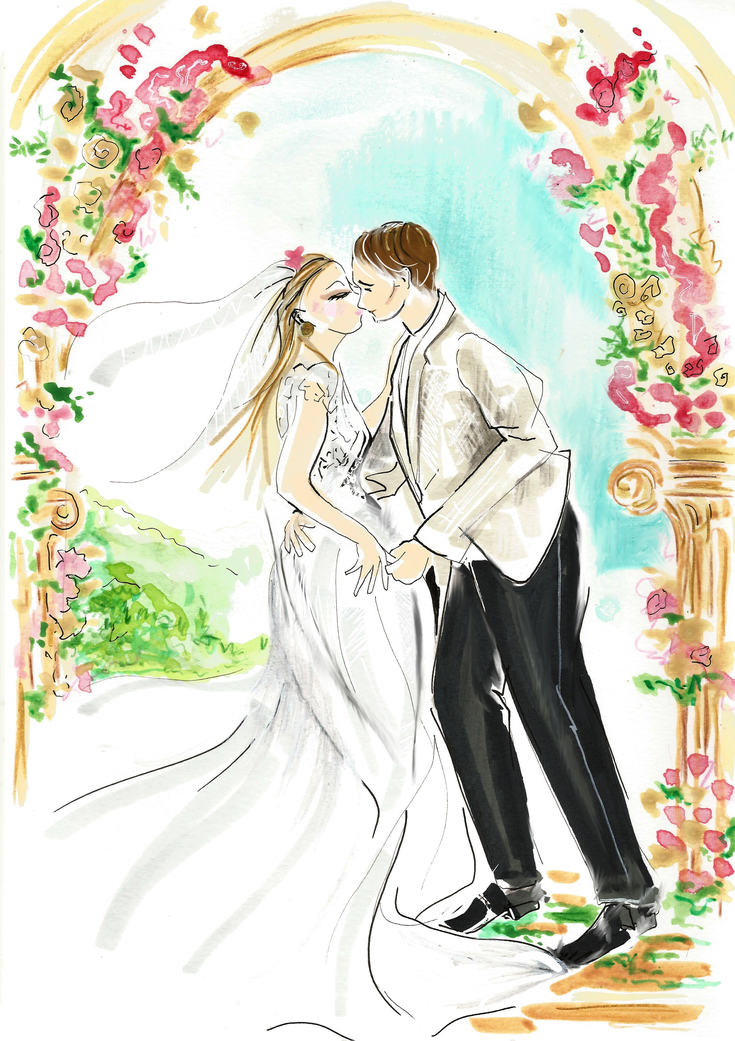 Kissing-couple-just-married-floral-arch.png