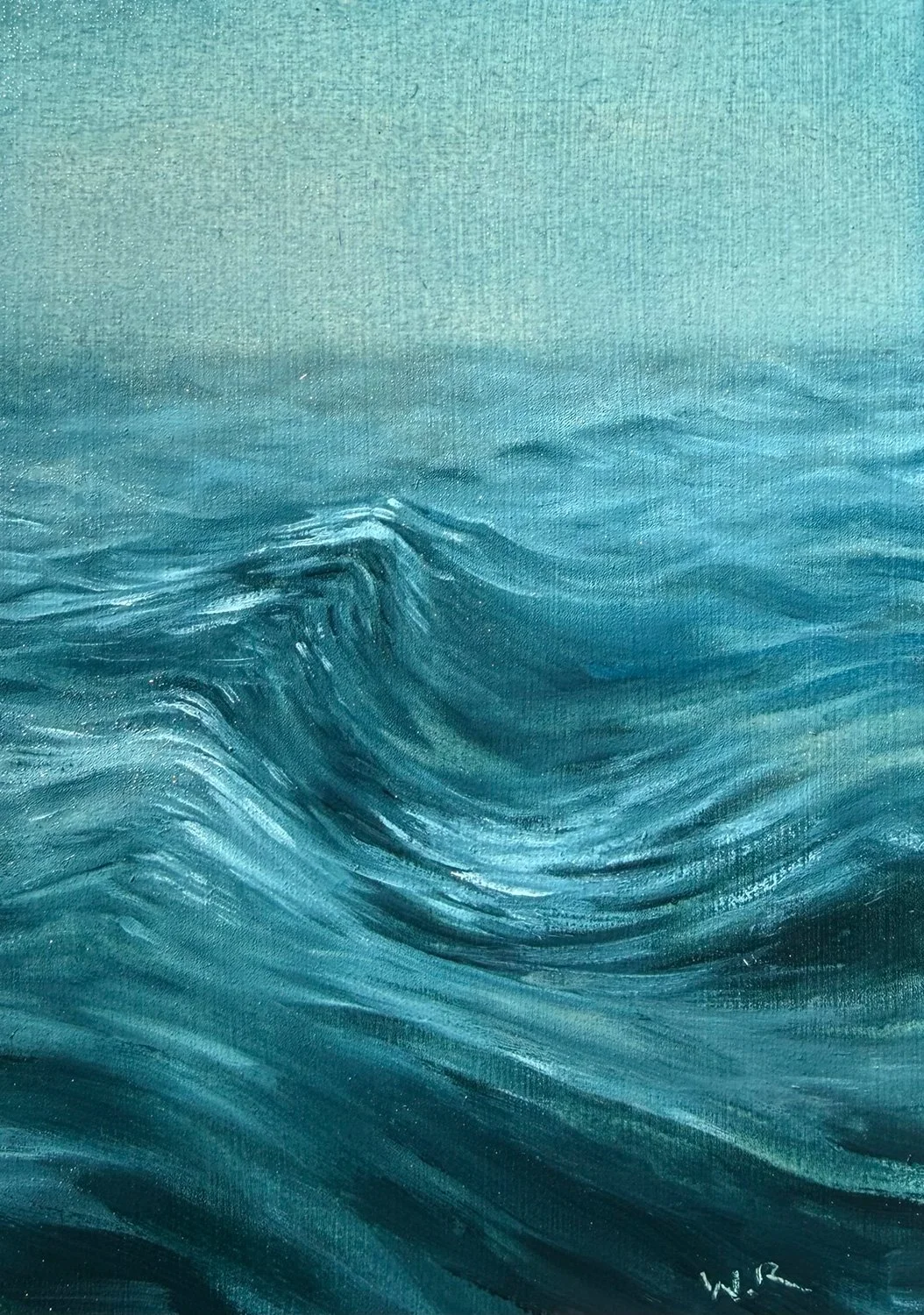  Title:  Hold
  Medium:  Oil on wood panel
  Size:  5"x7"   Description:  A moment of lift holds the space between before and after.