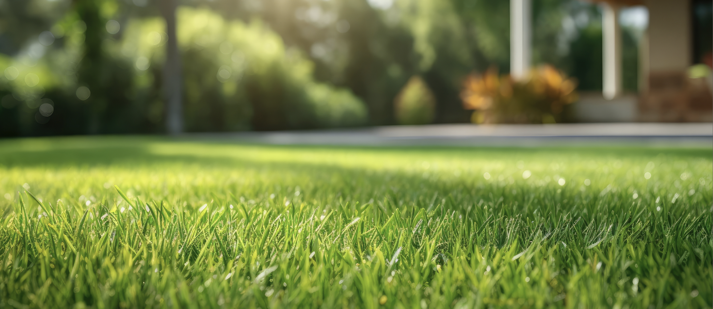 Closeup of backyard grass–full, green, and luscious grass