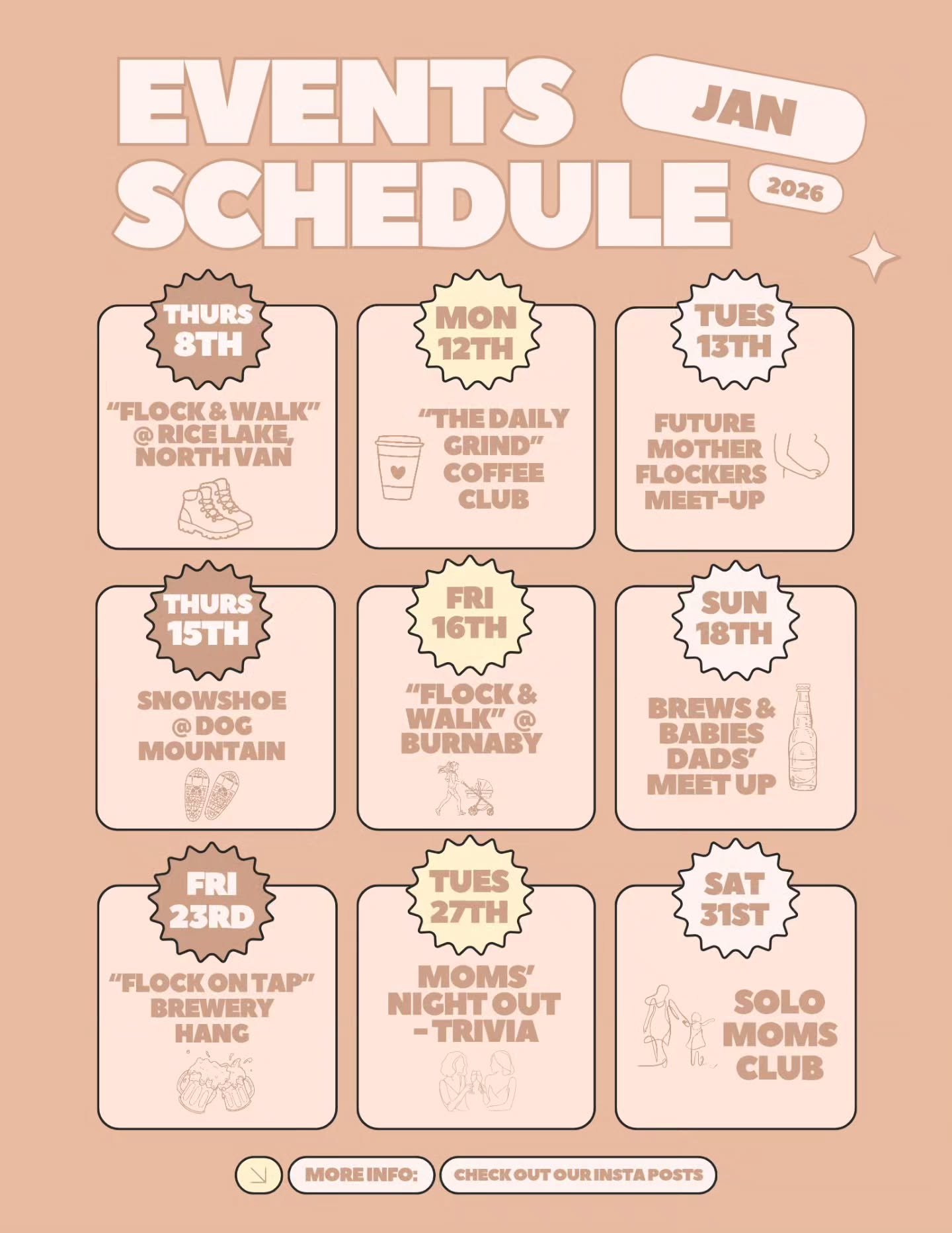 January is here and we&rsquo;ve got a full month of events to get you out of the house, meeting other moms, and remembering that winter can actually be&hellip;kind of magical? (Especially when there&rsquo;s a snowshoe involved ❄️👣).

From forest wal