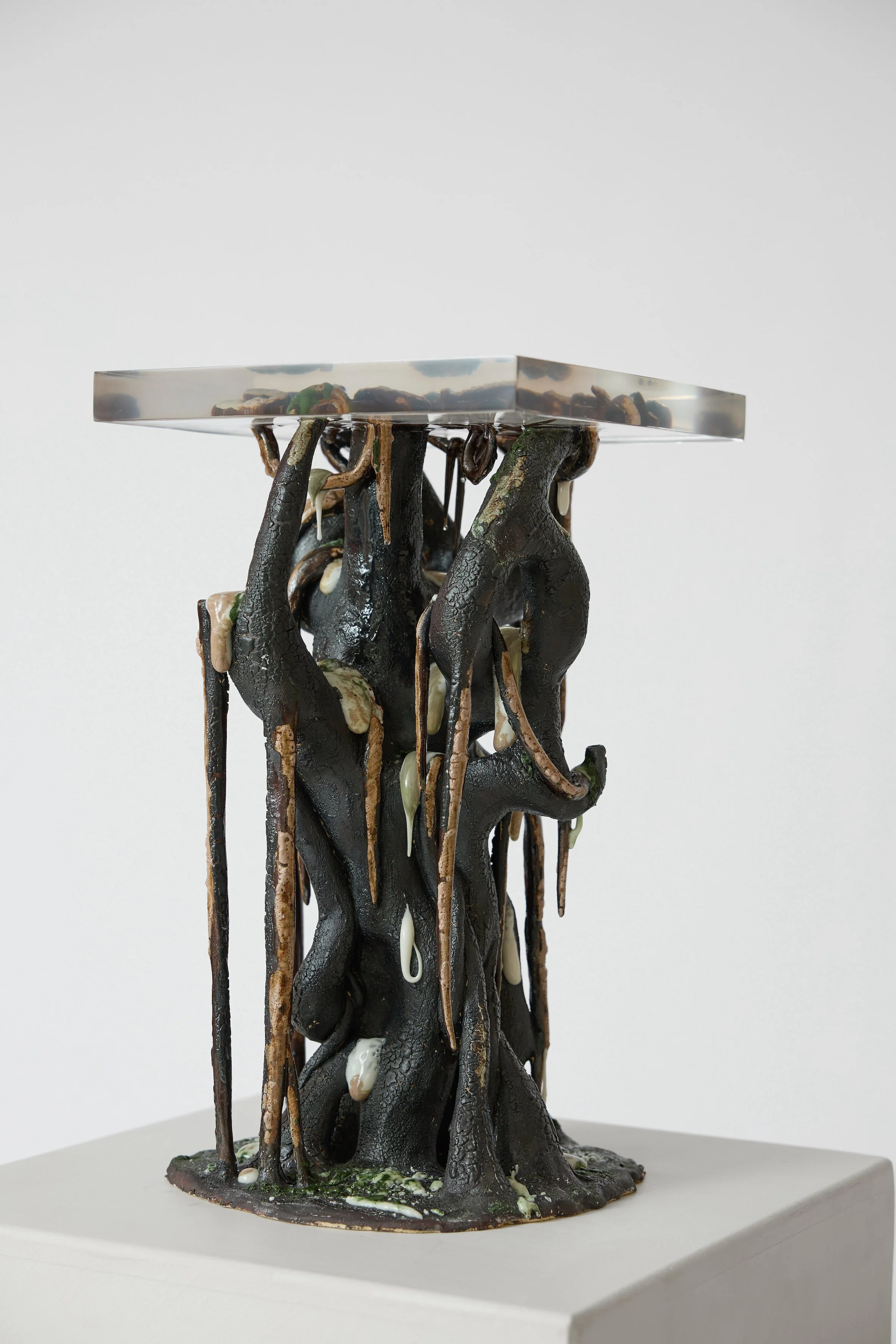 What do you feel? Sick Stoneware, glazes, gloop, epoxy, hand built 42x25x25 cm 2025