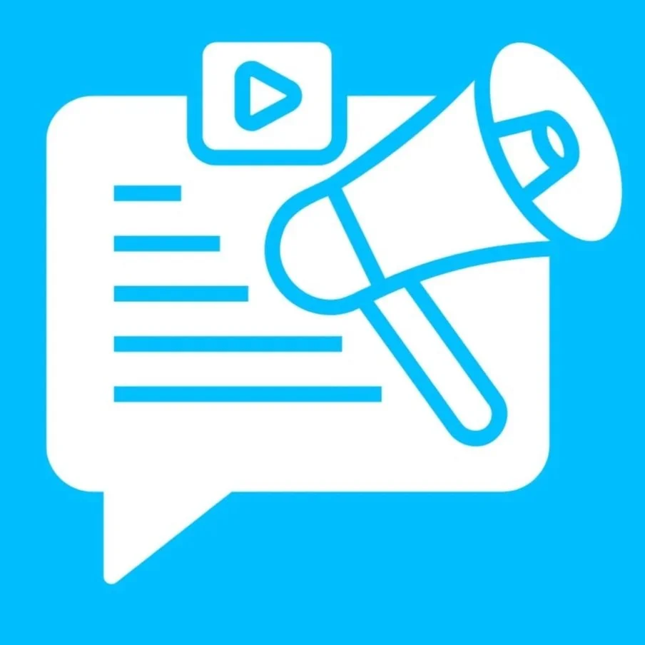 A graphic depicting a megaphone and conversation box