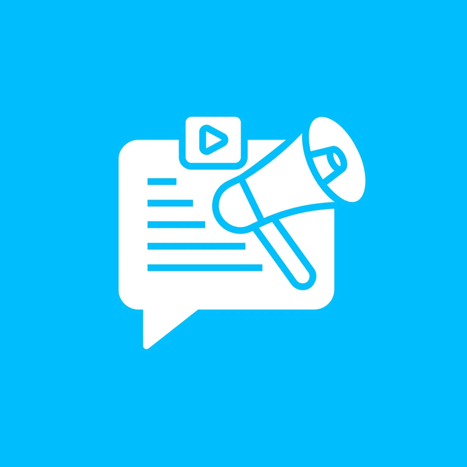 A graphic showing a megaphone and conversation box