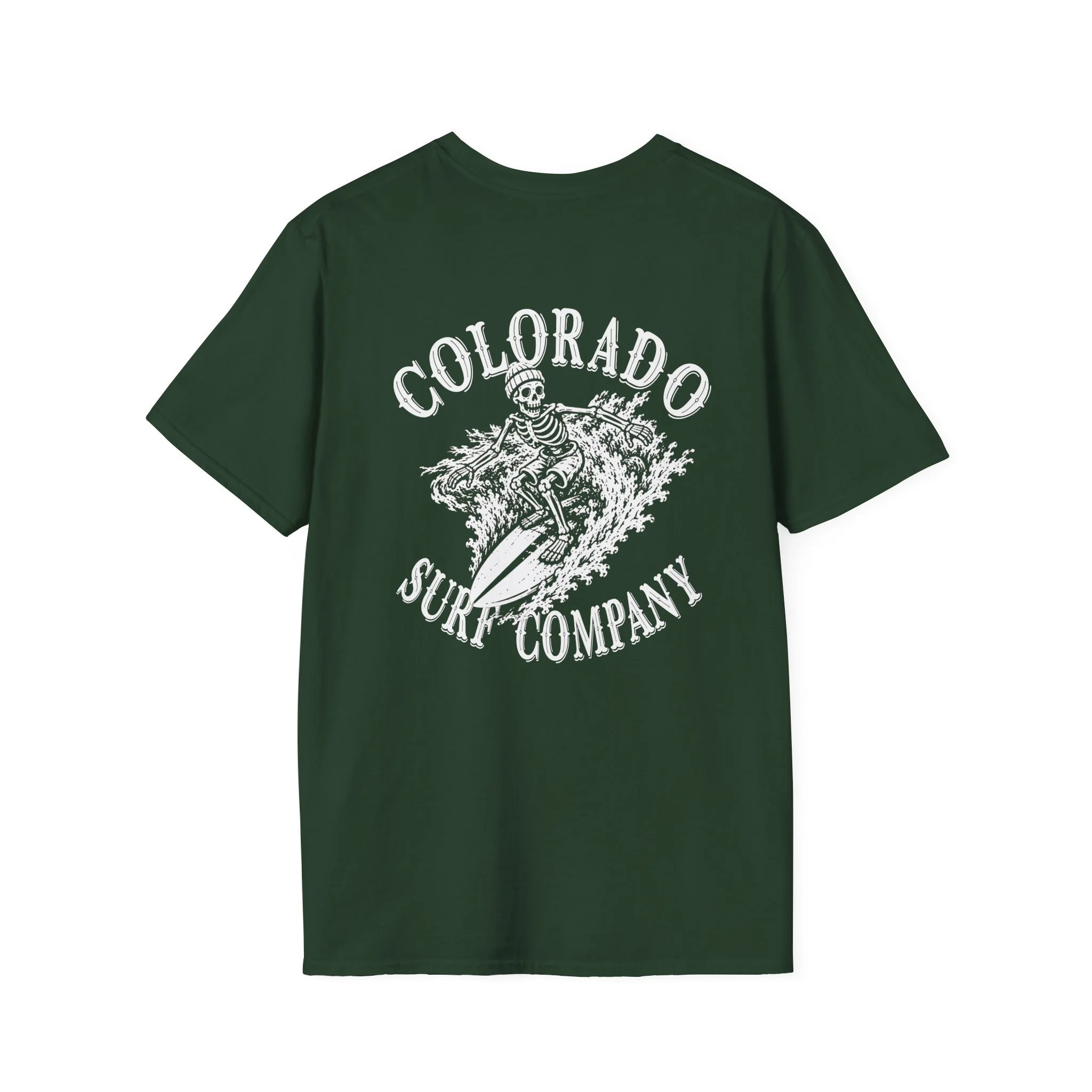 "Surfing Skeleton" Graphic Surf T-Shirt - Adult Unisex