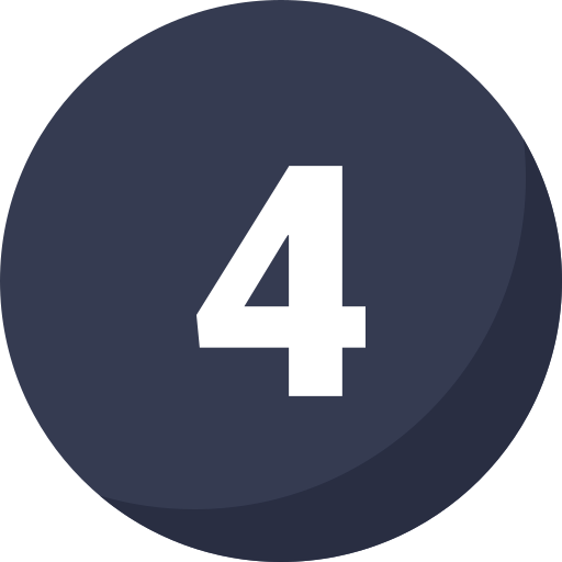 Number four inside a dark gray circle with a subtle shadow.