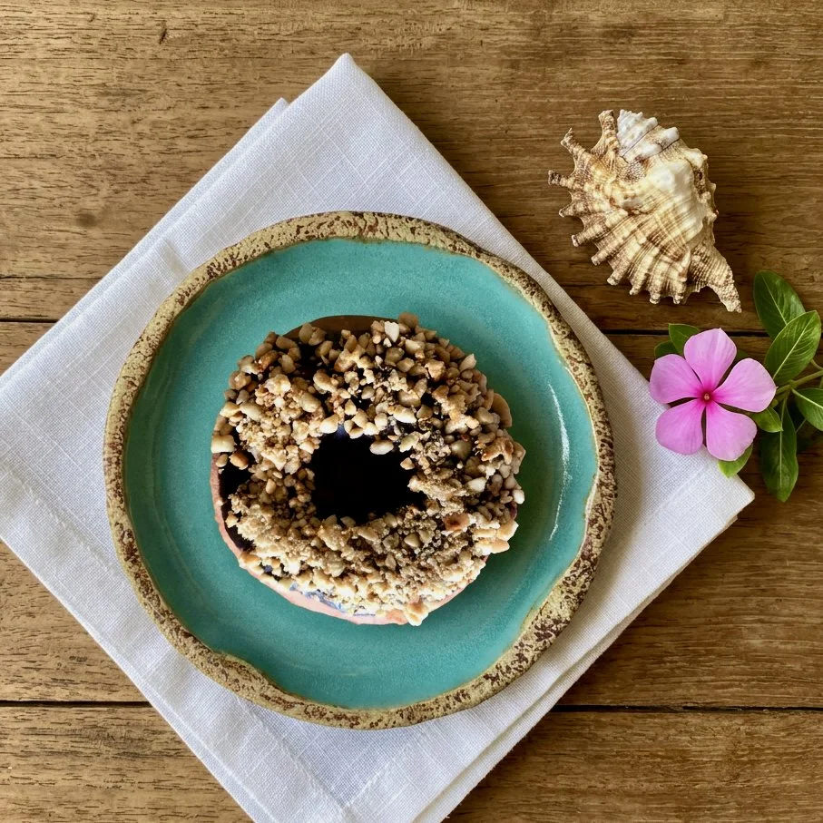 Chocolate and crunchy peanut doughnut