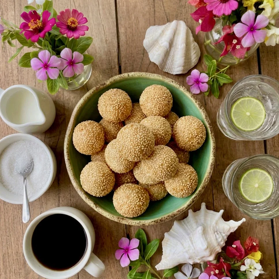 Onde onde (Sesame sticky rice with green bean balls)