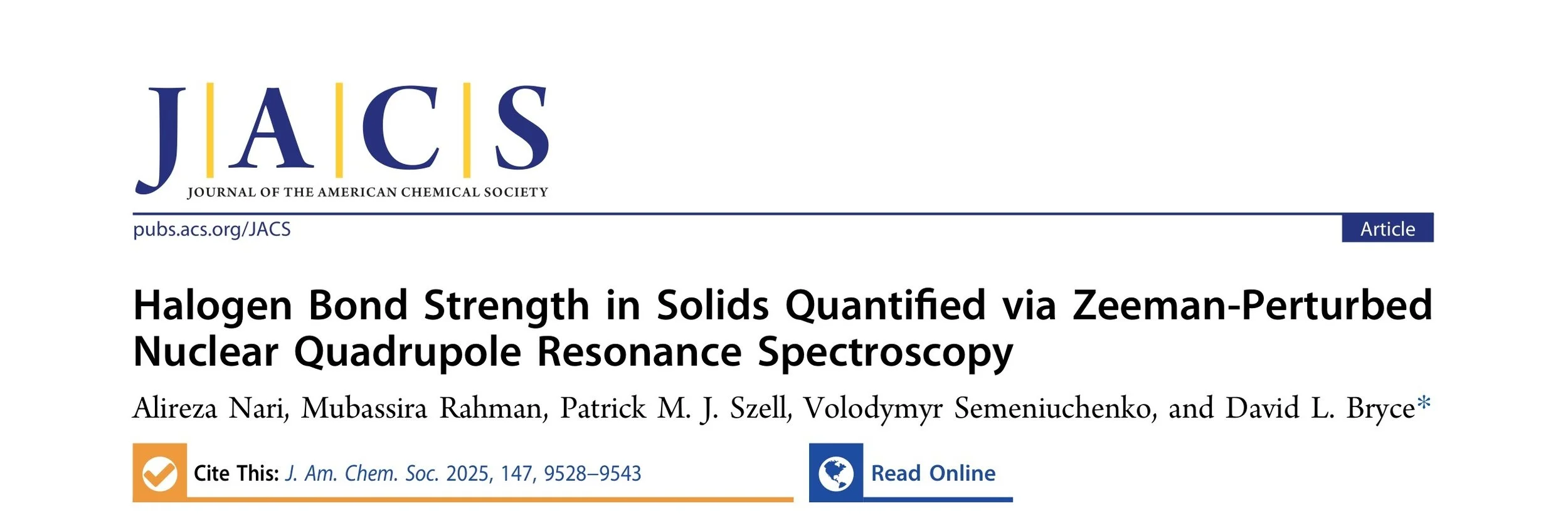 Patrick Szell publication highlight #1: NQR analysis of halogen-bonding