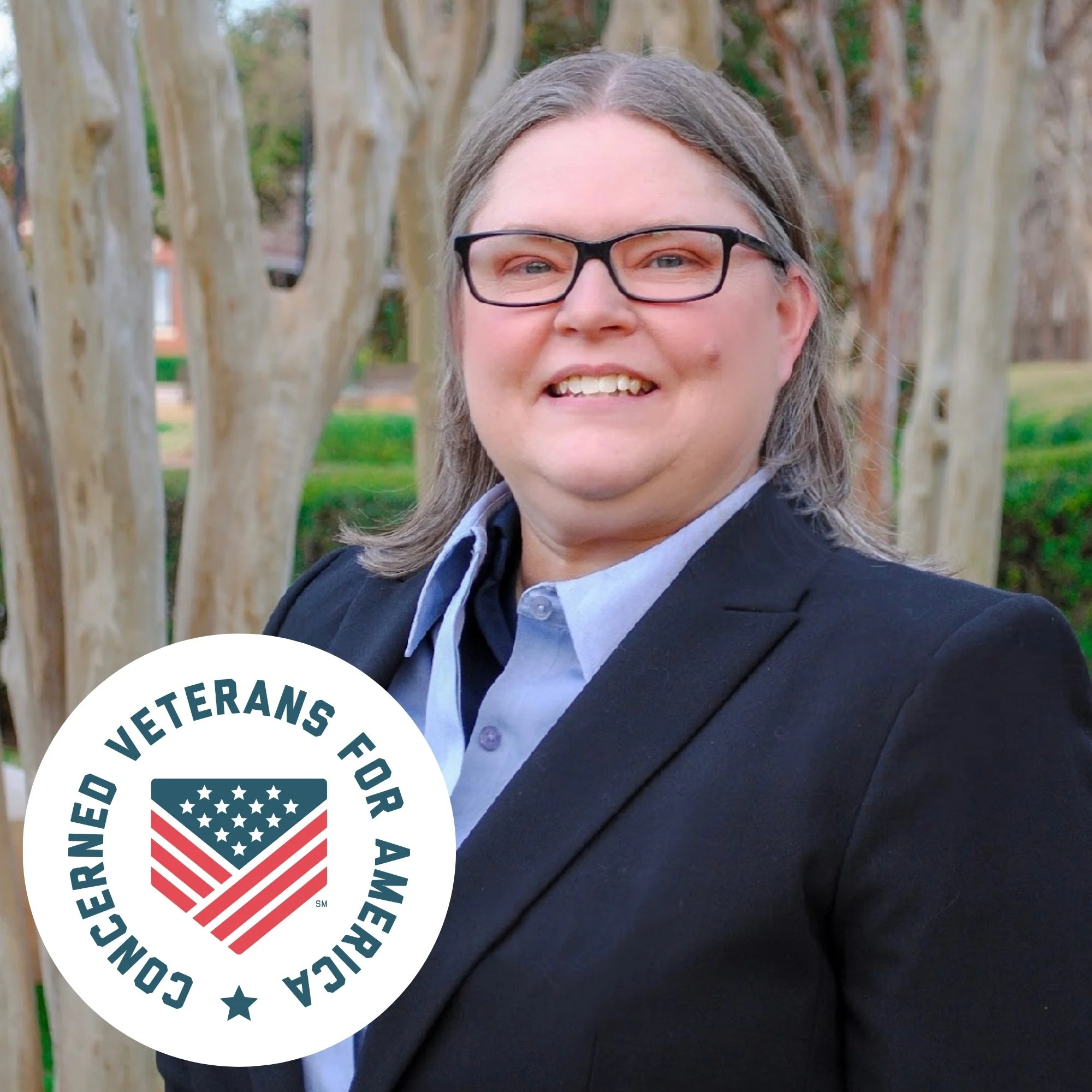 Professional headshot of Angela Jander with the Concerned Veterans for America logo.